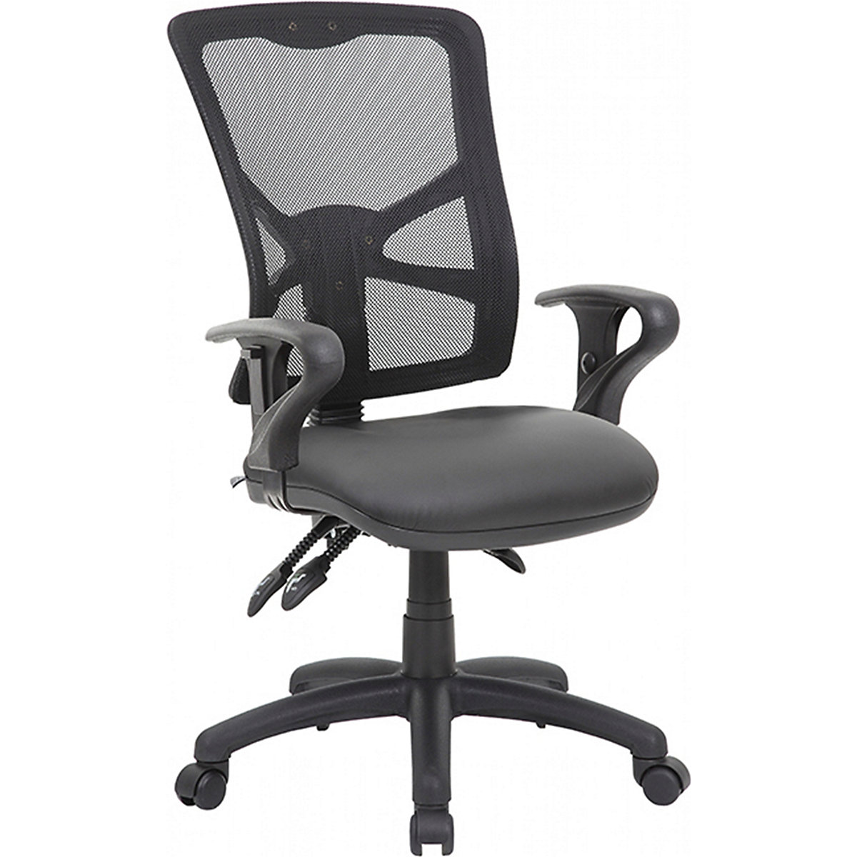 Comfort Ergo 3-Lever Mesh and Leather Operator Computer Desk Chair, Comfort Ergo 3-Lever Mesh and Leather Operator Computer Desk Chair, Comfort Ergo 3-Lever Mesh Back Task Chair | Black | Adjustable Arms | Black Base-3