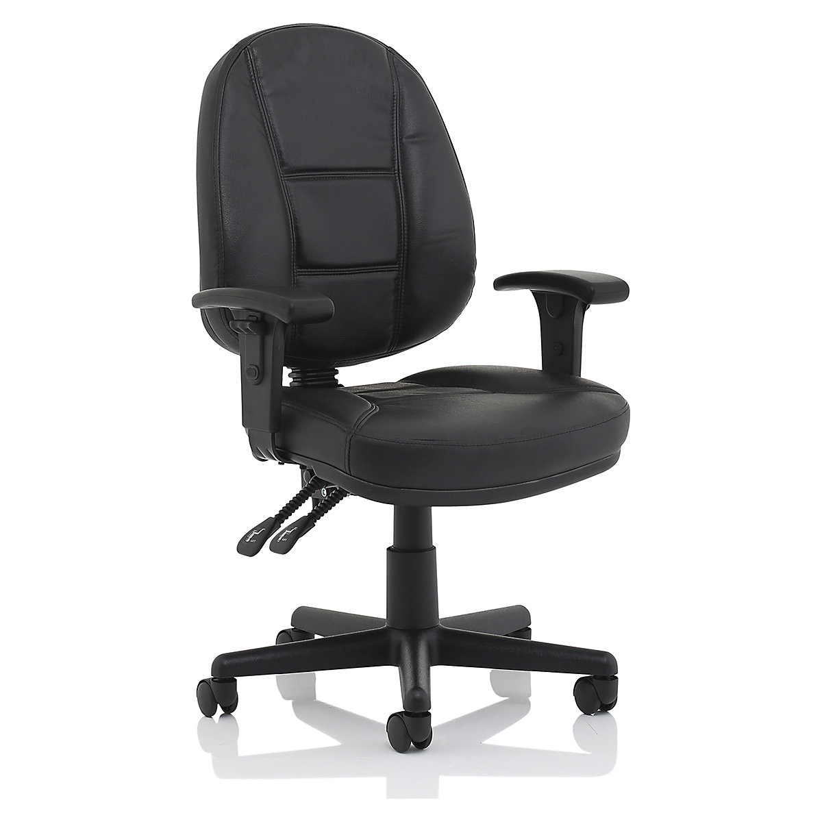 Jackson Leather Operator Chairs, Jackson Leather Operator Chairs, Jackson | Leather High Back Executive Chair with Height Adjustable Arms | 930 x 630 x 580 mm | Black | 120KG Weight Capacity | 8 Hours Usage-0