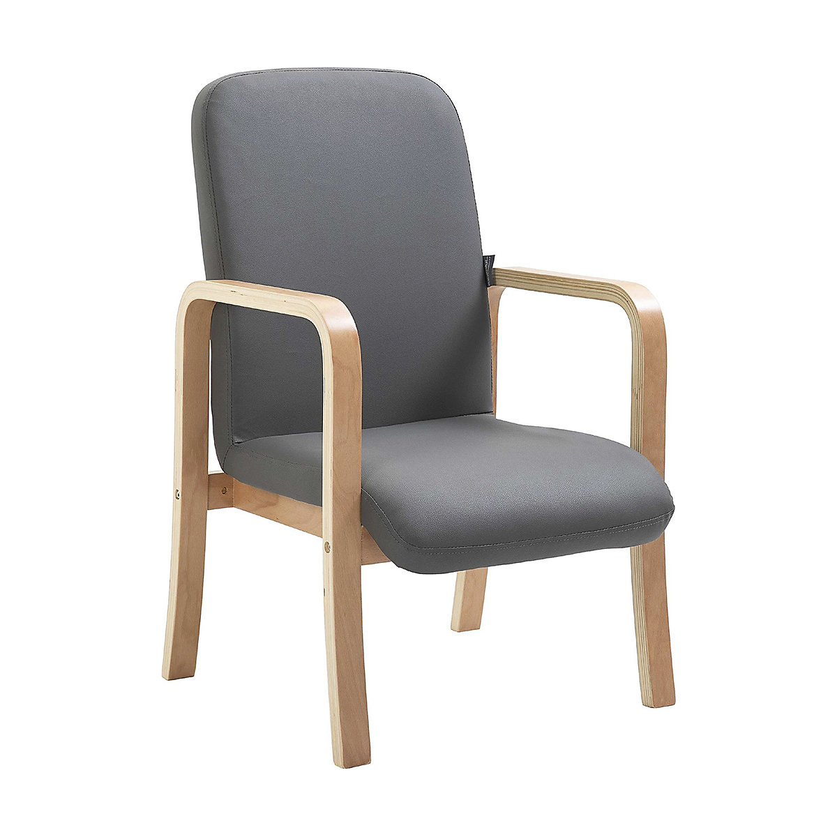 Oxford Wooden Frame Vinyl Reception Chair With Arms, Oxford Wooden Frame Vinyl Reception Chair With Arms, Oxford Wooden Frame Vinyl Reception Chair With Arms | Grey-2