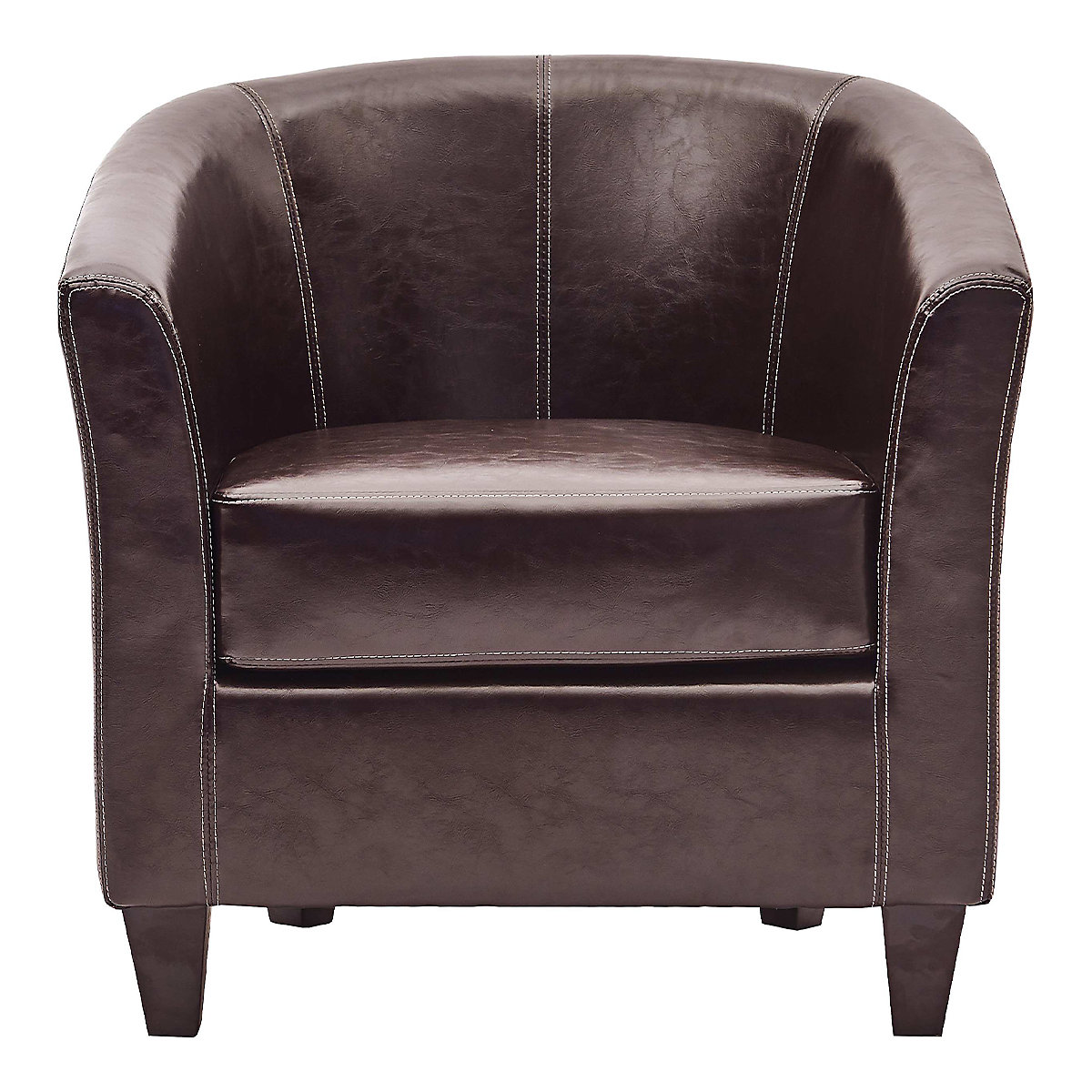 Paisley Bonded Brown Leather Tub Chair (Product illustration 2)-1