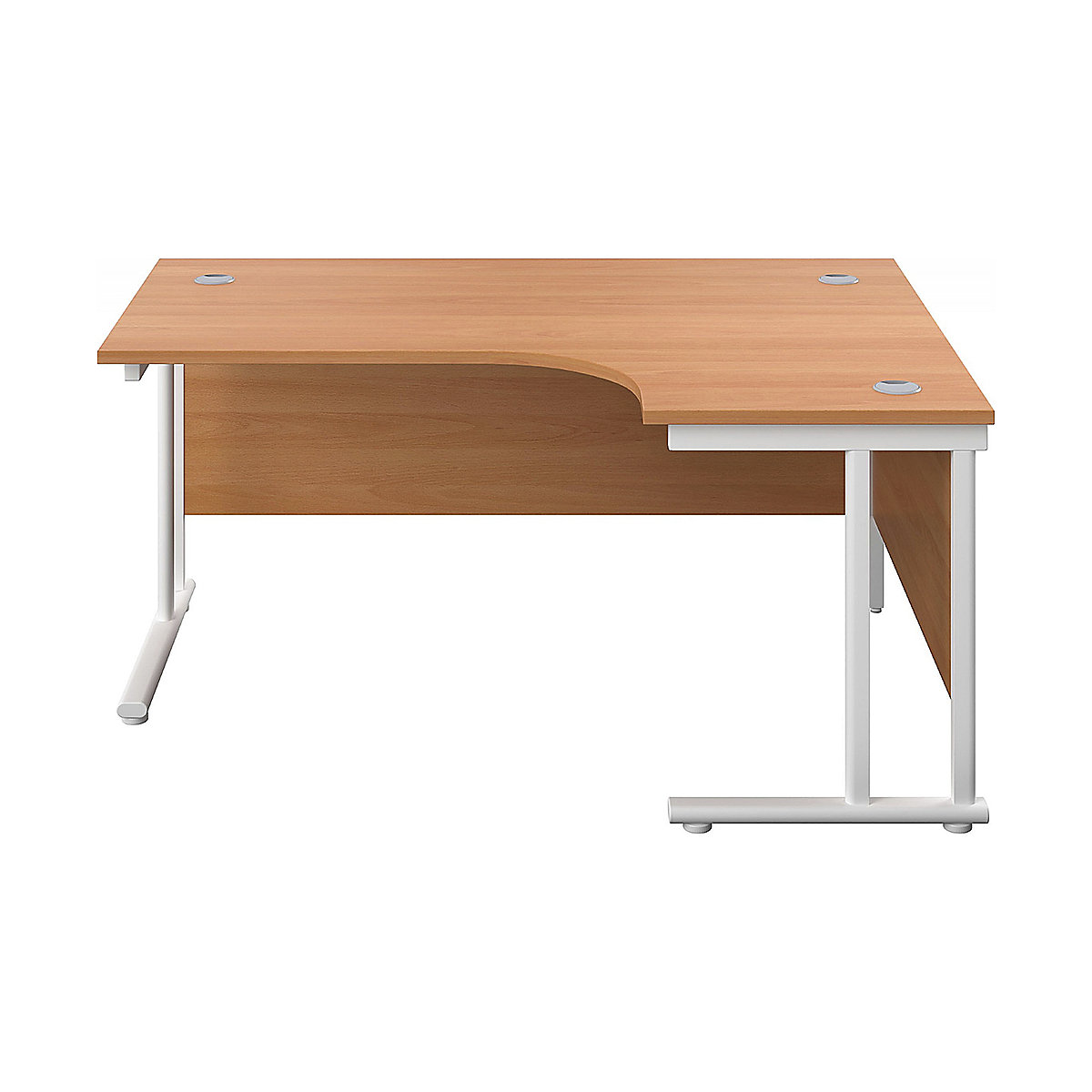 Commerce II Deluxe Ergonomic Office Desks, Commerce II Deluxe Ergonomic Office Desks, Commerce II Deluxe Ergonomic Office Desks 730h x 1600w x 1200d mm | Beech | Next Day | White Legs | Right Hand-0