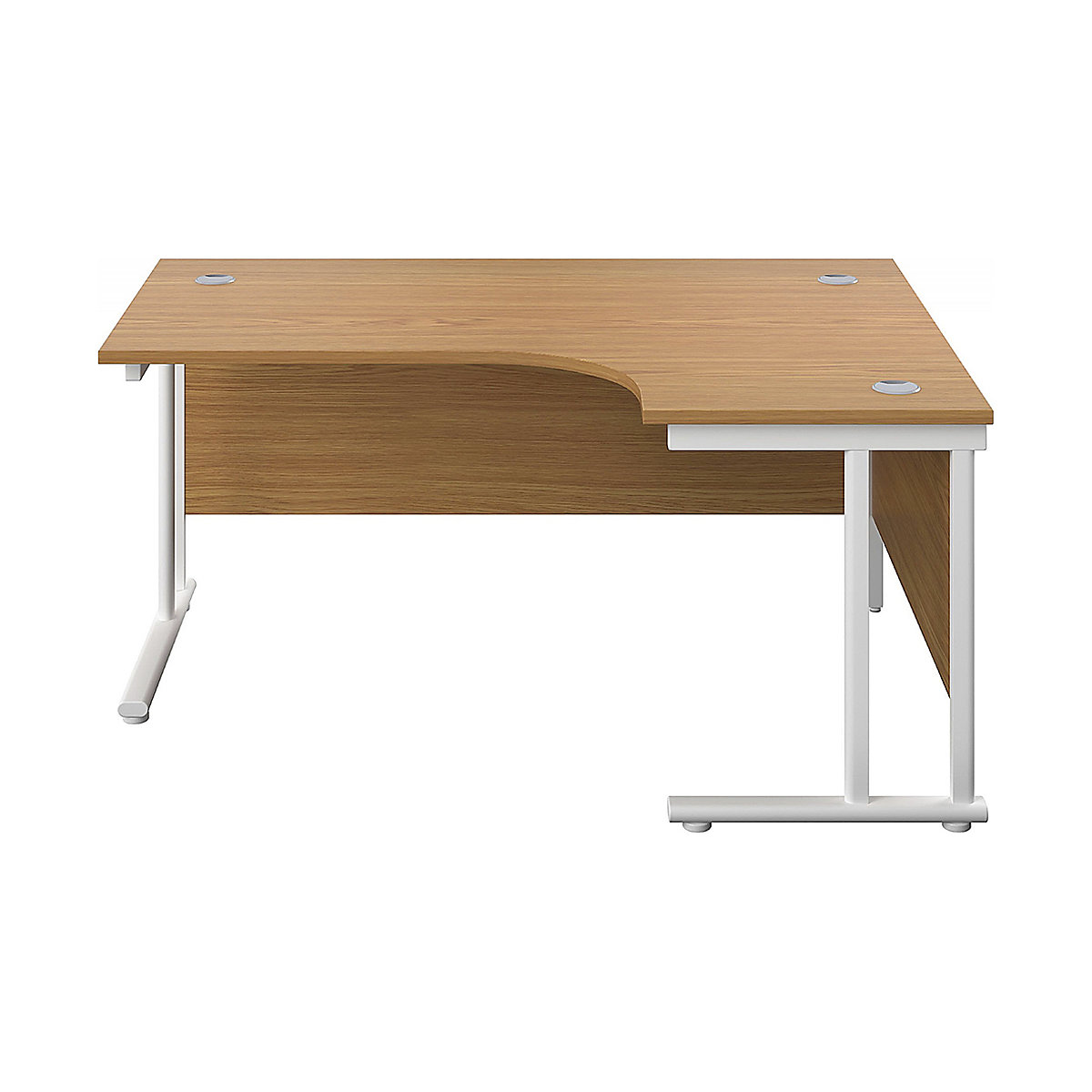 Commerce II Deluxe Ergonomic Office Desks, Commerce II Deluxe Ergonomic Office Desks, Commerce II Deluxe Ergonomic Office Desks 730h x 1600w x 1200d mm | Oak | Next Day | White Legs | Right Hand-0
