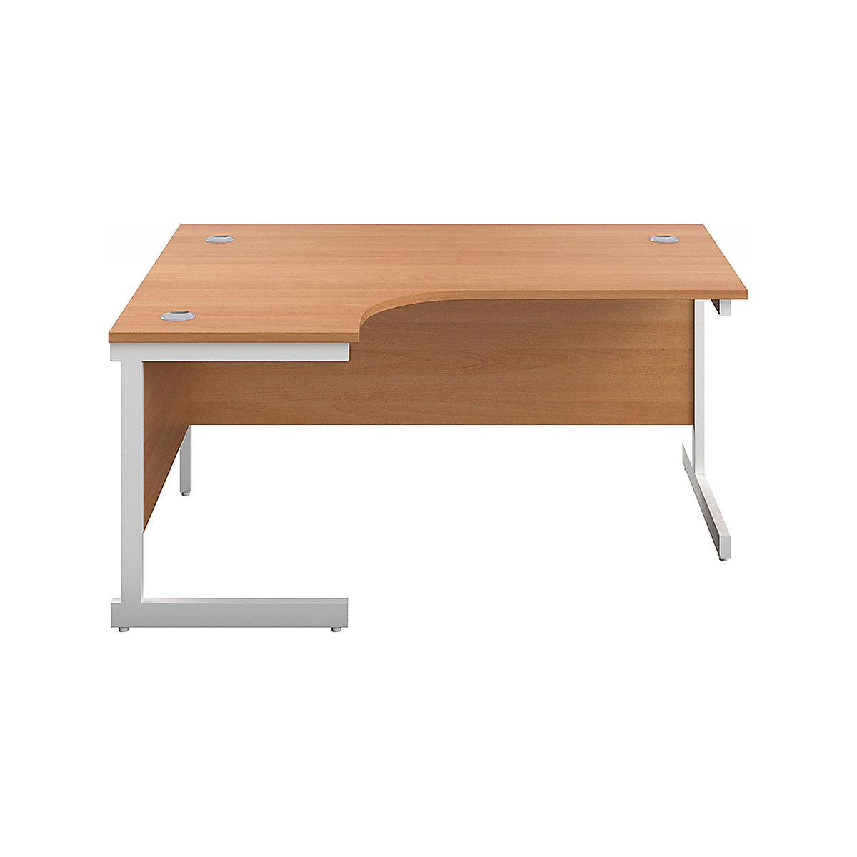 Commerce II Ergonomic Office Desks, Commerce II Ergonomic Office Desks, Commerce II Ergonomic Office Desks 730h x 1800w x 800/1200d mm | Beech | Next Day Delivery | White Legs | Left Hand-1