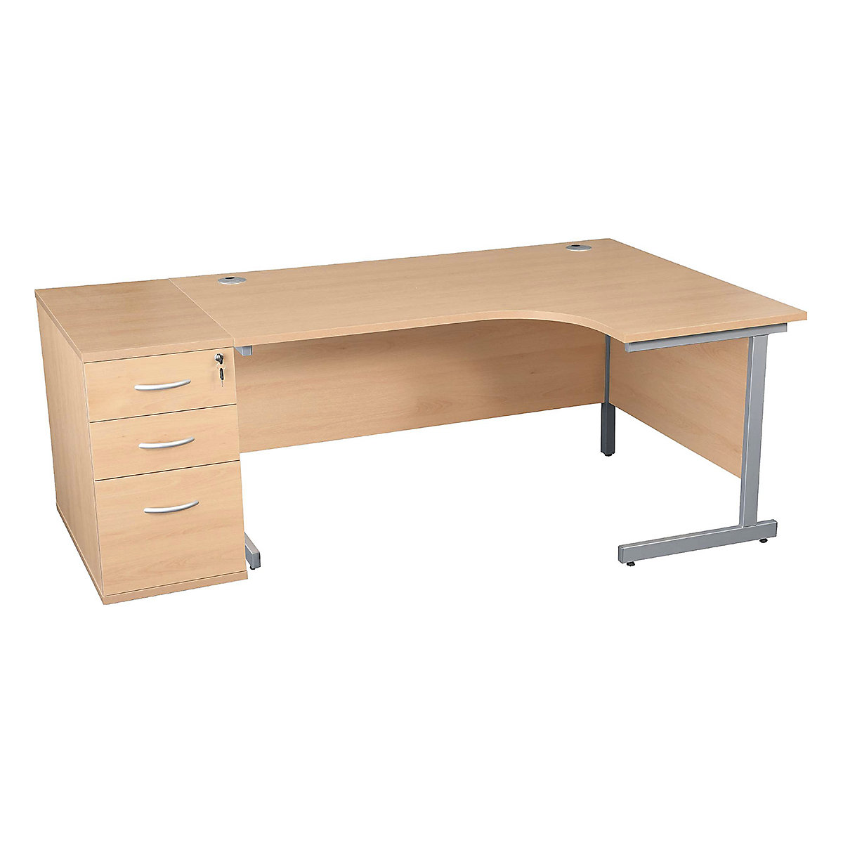 Karbon K1 Ergonomic Cantilever Office Desks With 800D Desk End Pedestal, Karbon K1 Ergonomic Cantilever Office Desks With 800D Desk End Pedestal, Karbon K1 Ergonomic Cantilever Office Desks With 800D Desk End Pedestal 730h x 1400w x 800d mm | Grey | Silver Legs | Left Hand-0