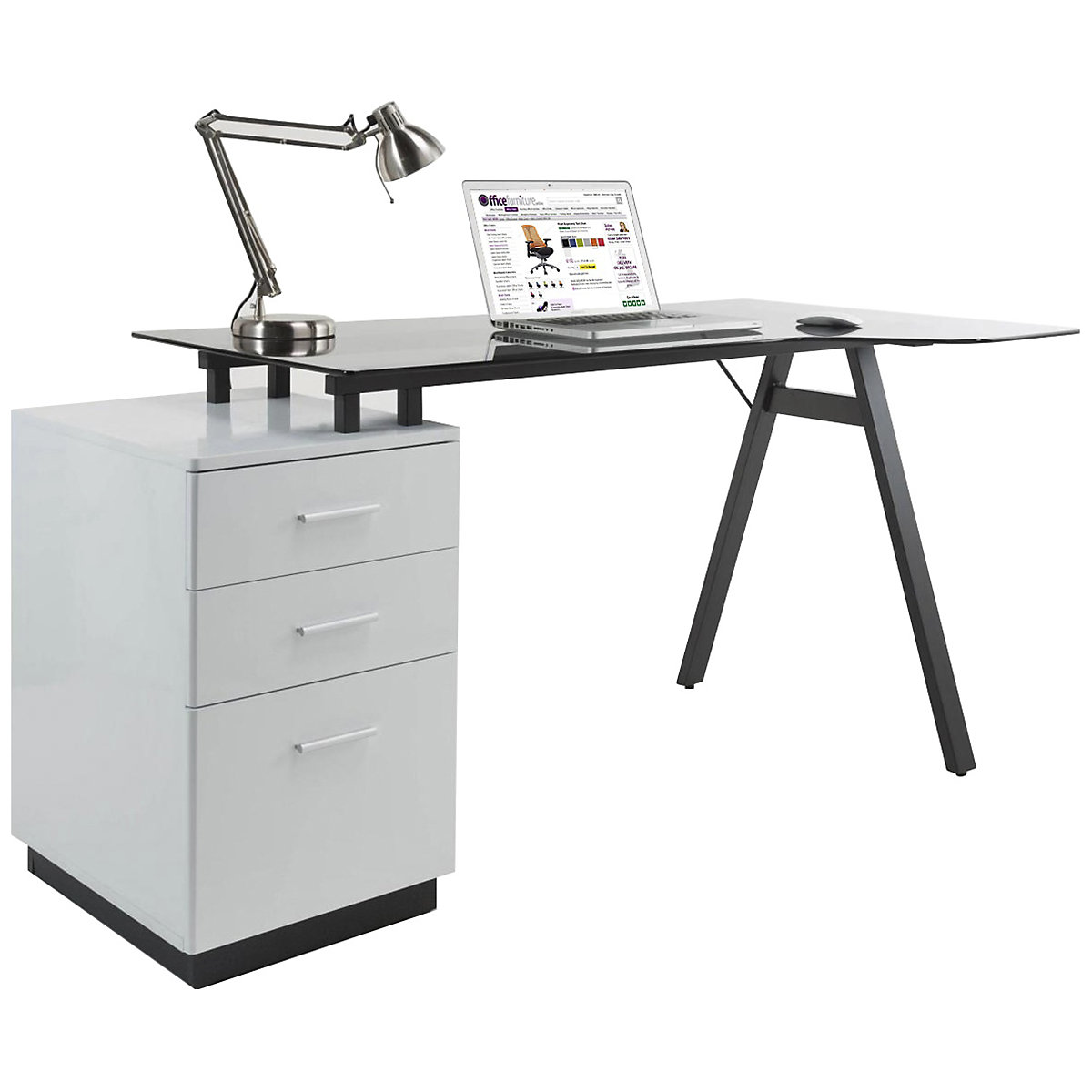 Arctic Ergo Glass Computer Desk (Product illustration 2)-1