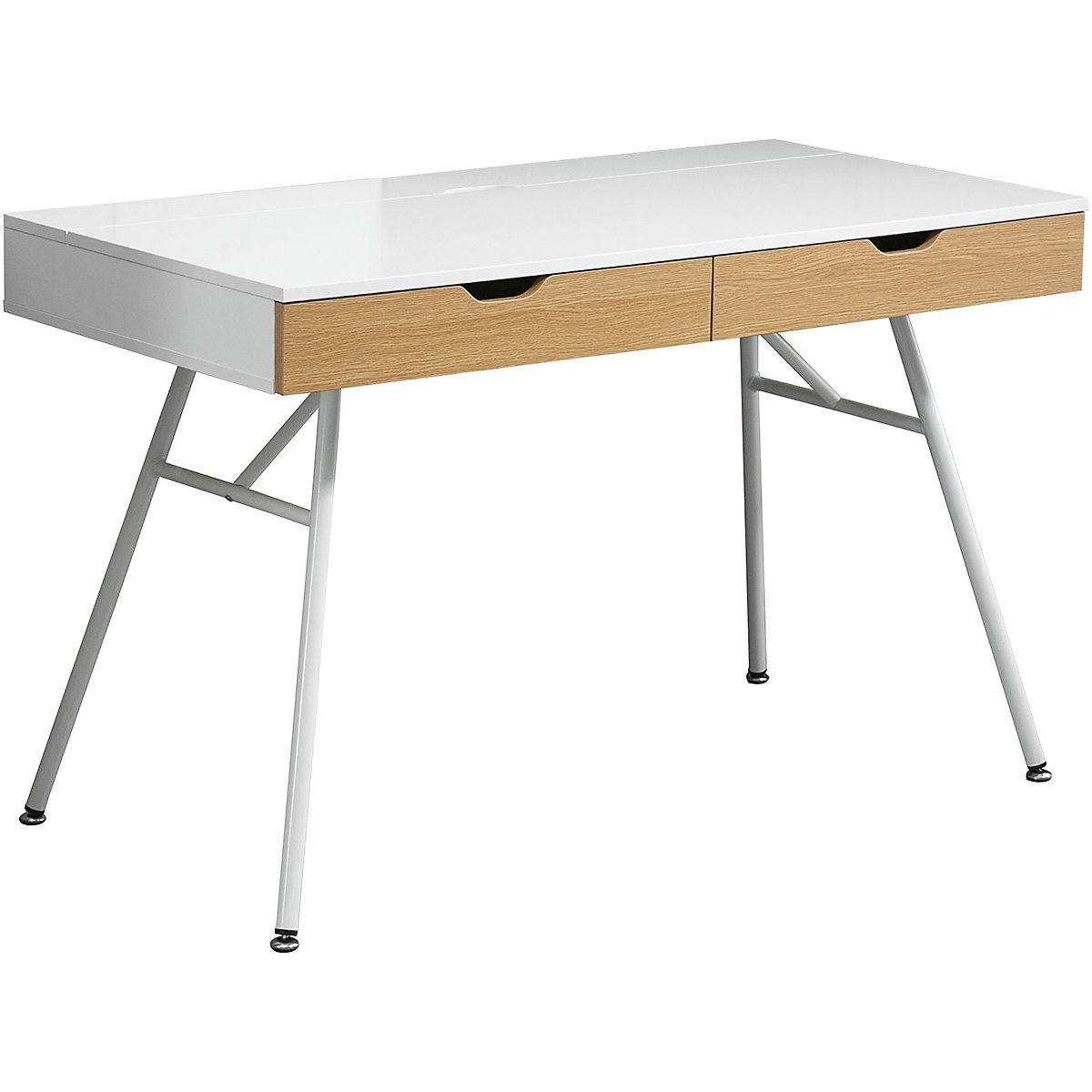 Aspyre A-Frame Modern Home Office Desk, Aspyre A-Frame Modern Home Office Desk, Aspyre A-Frame Modern Home Office Desk | 750h x 1200w x 600d mm | White | Oak Drawer-0