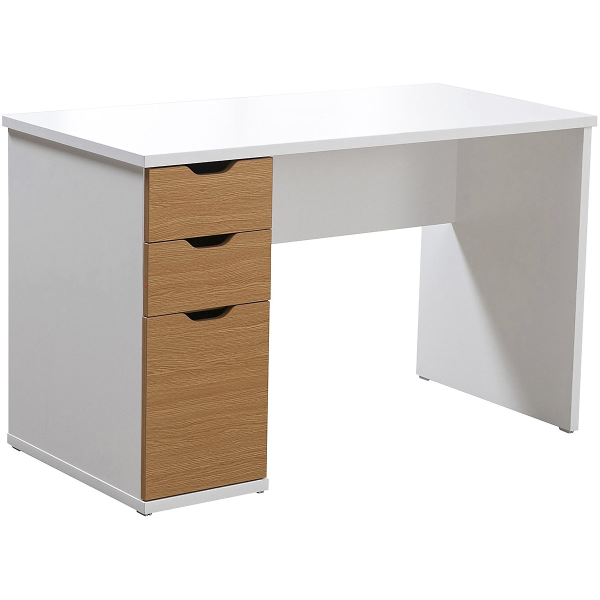 Aspyre Uno At Home Office Desk, Aspyre Uno At Home Office Desk, Aspyre Uno At Home Office Desk | 740h x 1200w x 600d mm | White | Oak Drawers-4