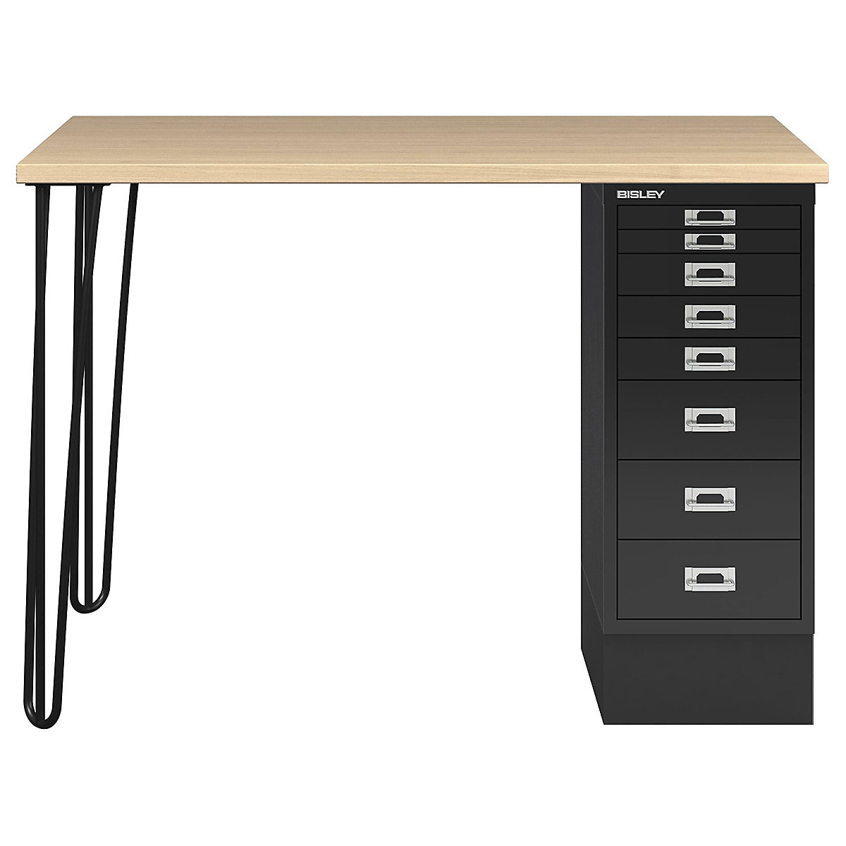 Bisley MultiDesk With Multidrawer, Bisley MultiDesk With Multidrawer, Bisley MultiDesk With Multidrawer | 1050mm | Oak - Black-0