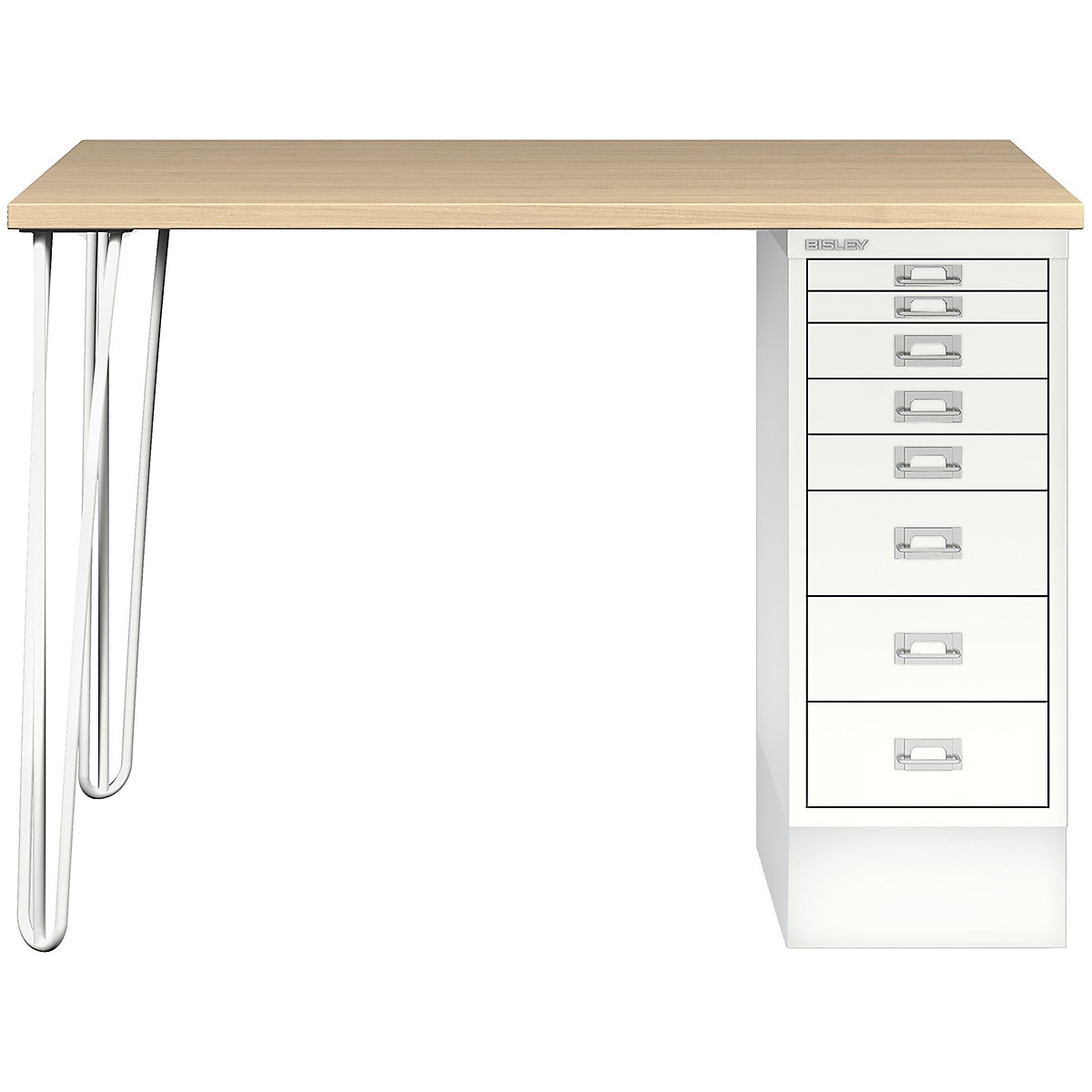 Bisley MultiDesk With Multidrawer, Bisley MultiDesk With Multidrawer, Bisley MultiDesk With Multidrawer | 1050mm | Oak - Traffic White-0