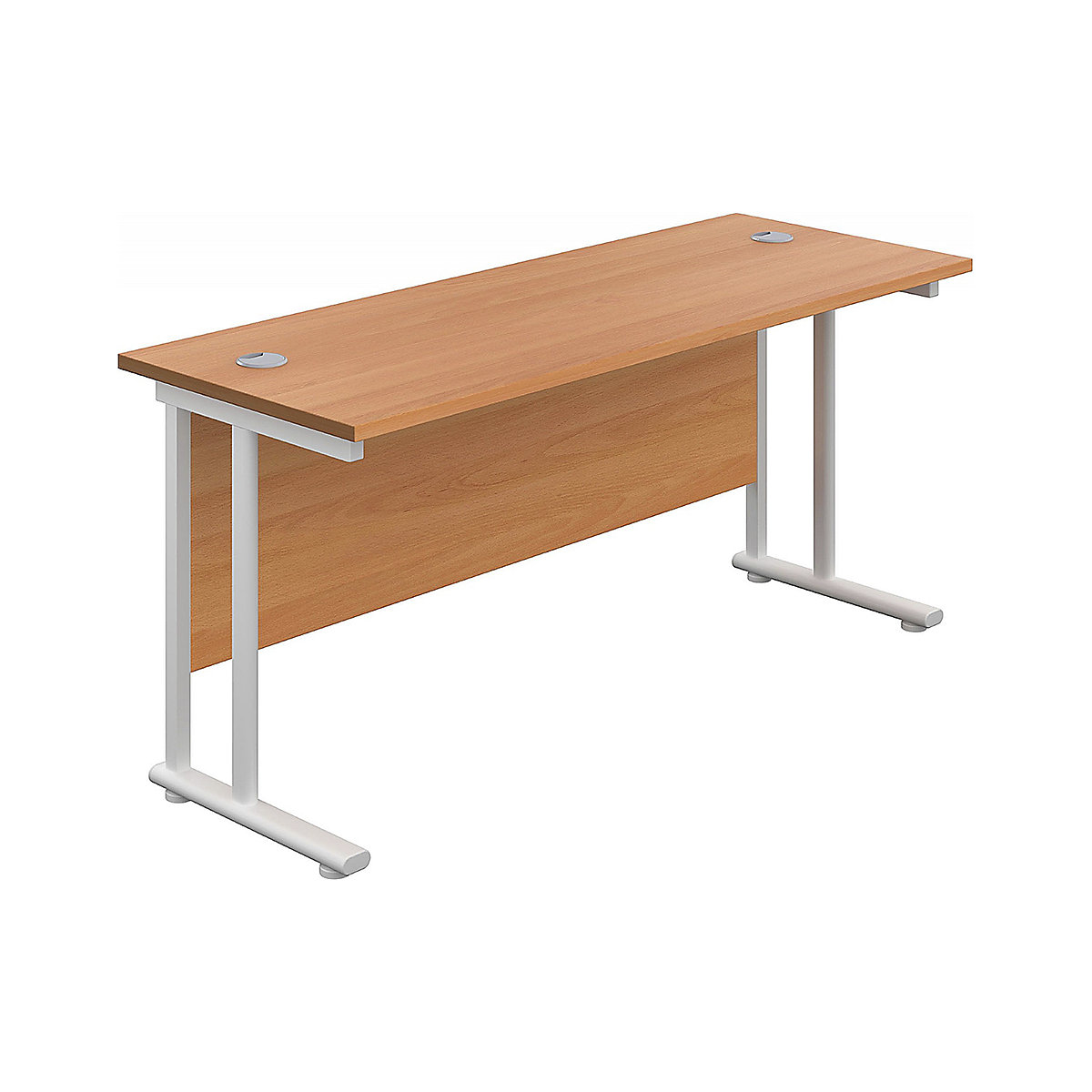Commerce II Deluxe Compact Rectangular Desk, Commerce II Deluxe Compact Rectangular Desk, Commerce II Deluxe Compact Rectangular Desk 730h x 1200w x 600d mm | Beech | Next Day Delivery | White Legs-0