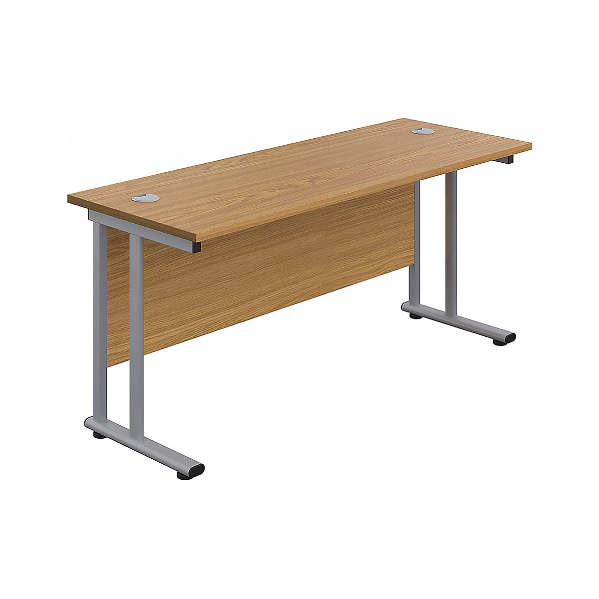 Commerce II Deluxe Compact Rectangular Desk, Commerce II Deluxe Compact Rectangular Desk, Commerce II Deluxe Compact Rectangular Desk 730h x 1200w x 600d mm | Oak | Next Day Delivery | Silver Legs-0