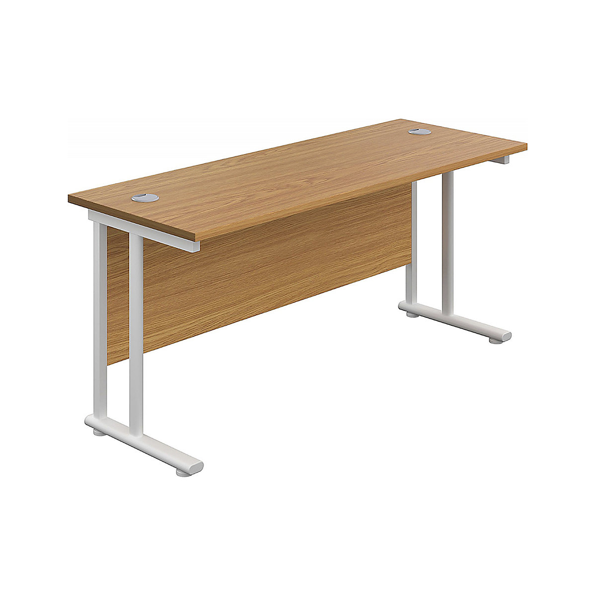 Commerce II Deluxe Compact Rectangular Desk, Commerce II Deluxe Compact Rectangular Desk, Commerce II Deluxe Compact Rectangular Desk 730h x 1200w x 600d mm | Oak | Next Day Delivery | White Legs-0