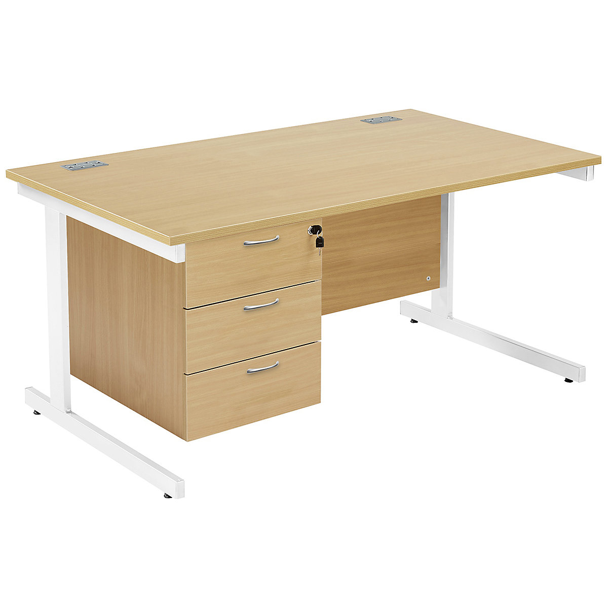 Commerce II Rectangular Desks With Single Fixed Pedestal (Product illustration 2)-1