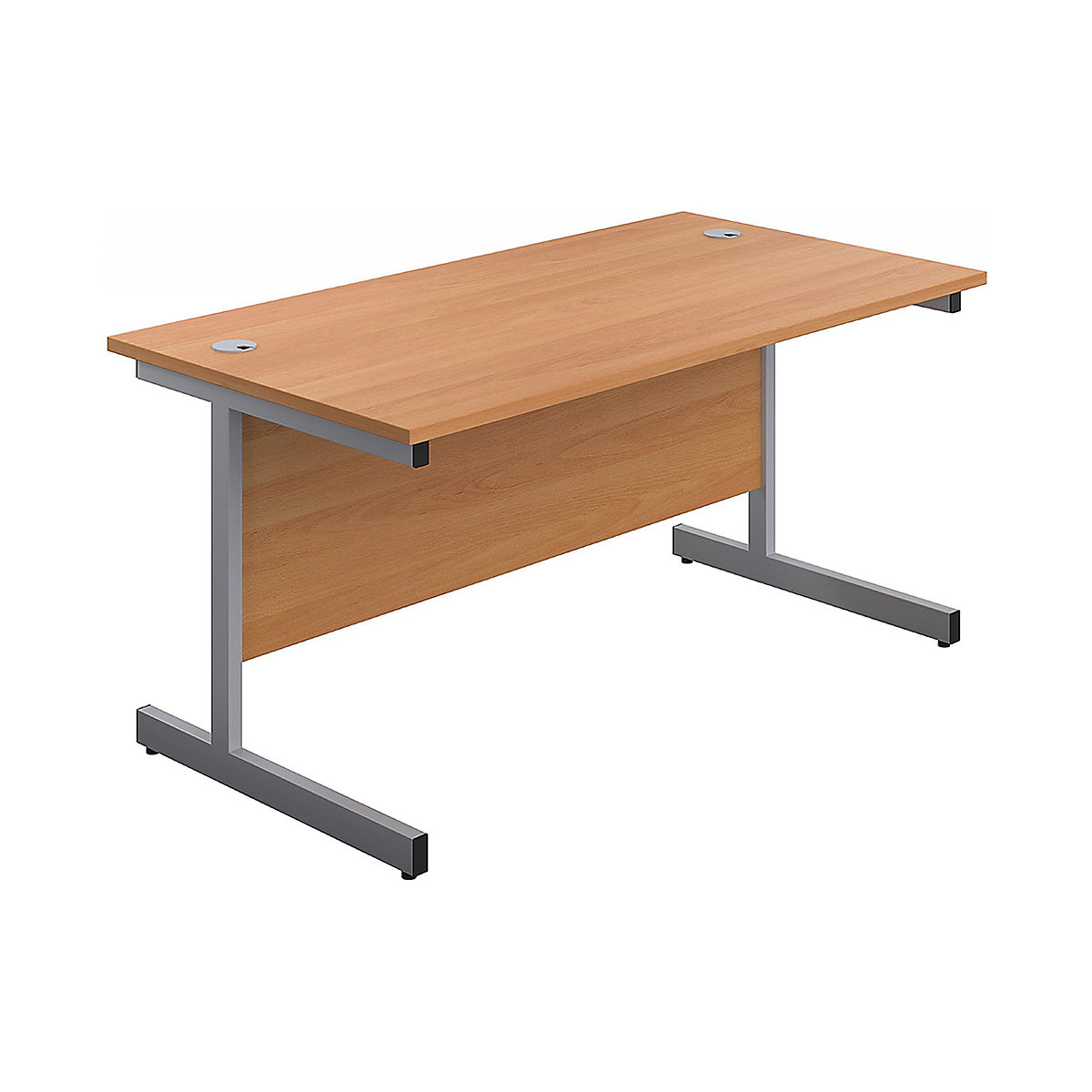 Commerce II Rectangular Office Desks, Commerce II Rectangular Office Desks, Commerce II Rectangular Office Desks 730h x 1600w x 800d mm | Beech | Next Day Delivery | Silver Legs-0