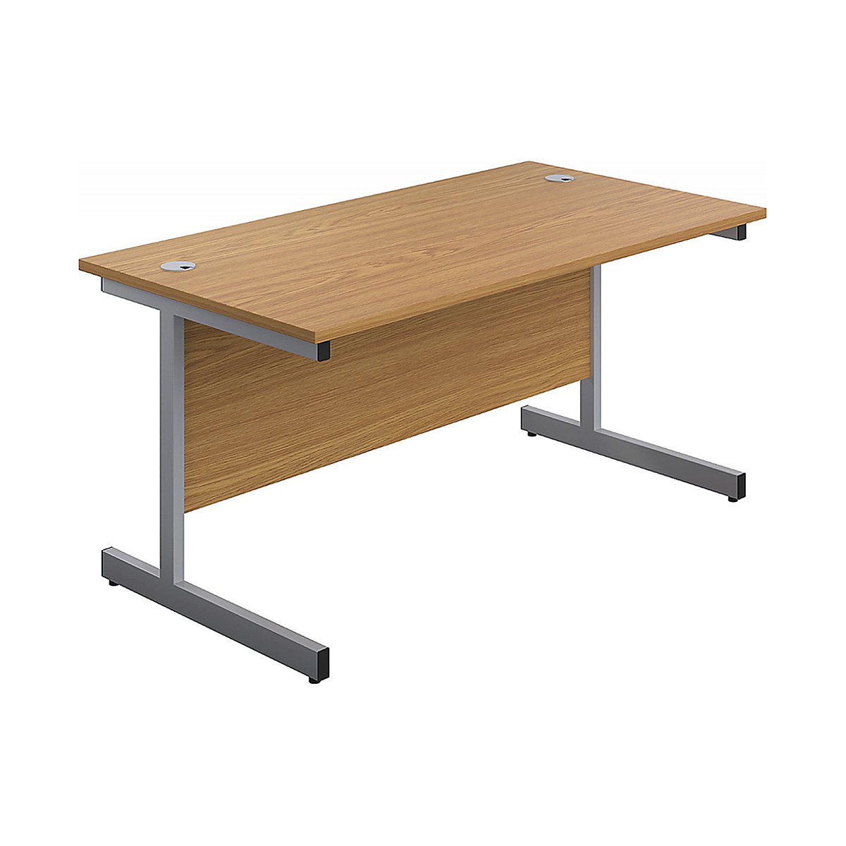 Commerce II Rectangular Office Desks, Commerce II Rectangular Office Desks, Commerce II Rectangular Office Desks 730h x 1600w x 800d mm | Oak | Next Day Delivery | Silver Legs-0