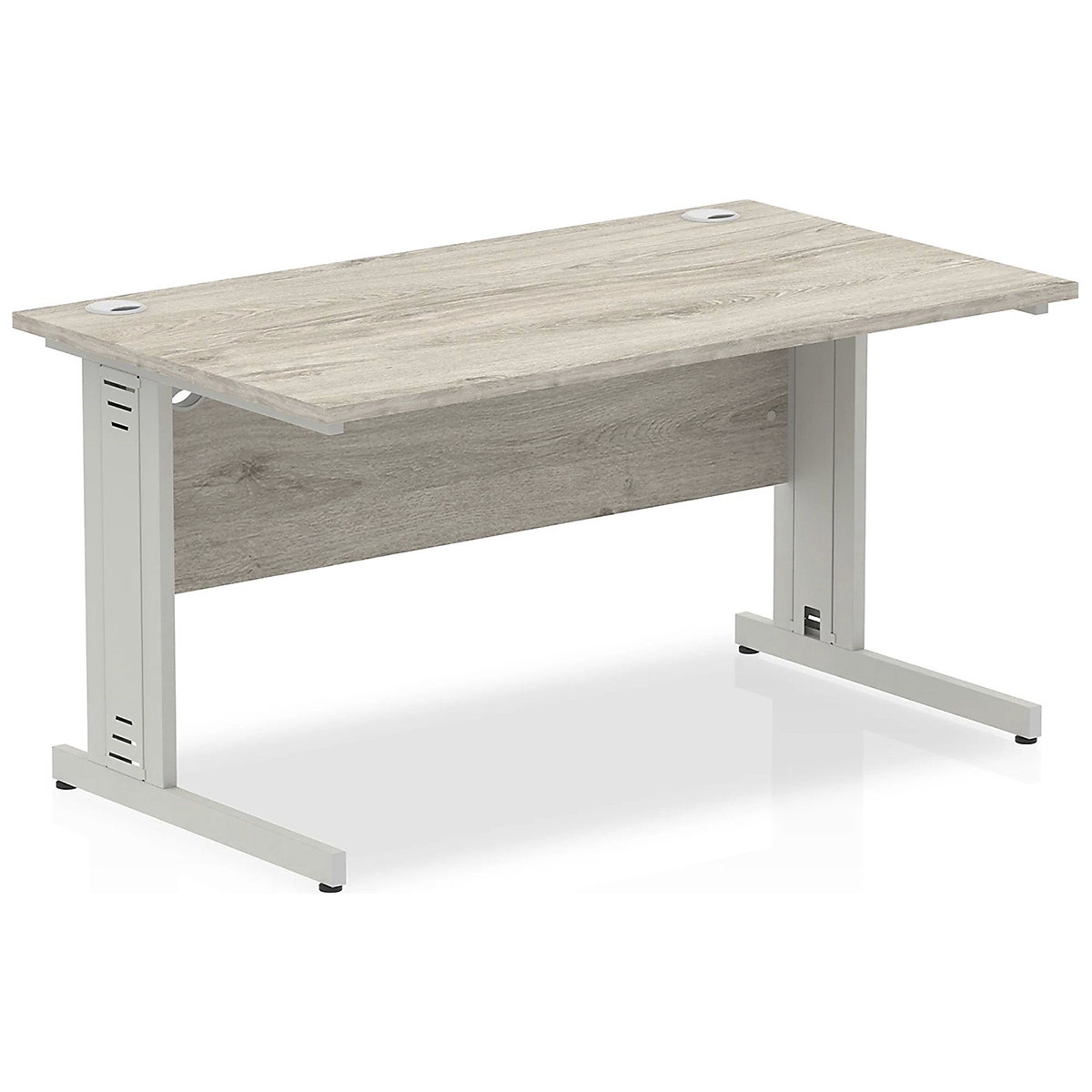InterAct Rectangular Cable Managed Desks, InterAct Rectangular Cable Managed Desks, InterAct Rectangular Cable Managed Desks 730h x 1200w x 800d mm | Grey Oak | Silver Legs-0