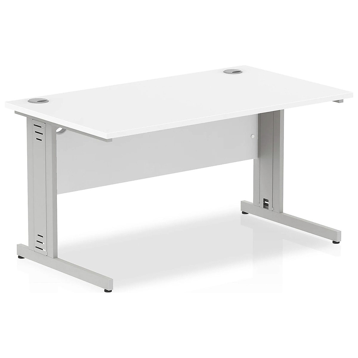 InterAct Rectangular Cable Managed Desks, InterAct Rectangular Cable Managed Desks, InterAct Rectangular Cable Managed Desks 730h x 1200w x 800d mm | White | Silver Legs-2