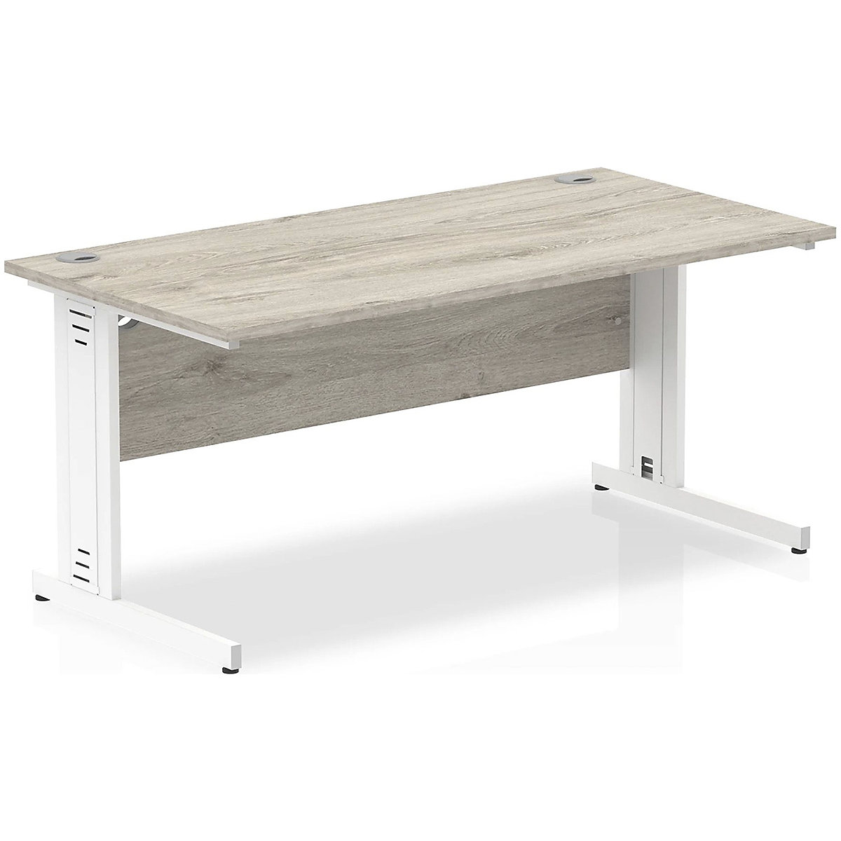 InterAct Rectangular Cable Managed Desks, InterAct Rectangular Cable Managed Desks, InterAct Rectangular Cable Managed Desks 730h x 1200w x 800d mm | Grey Oak | White Legs-3