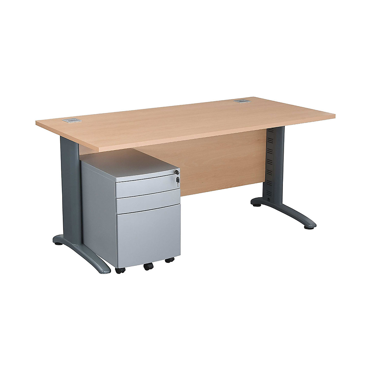 Karbon K5 Computer Desk With Drawers - Mobile Metal Pedestal (Product illustration 3)-2