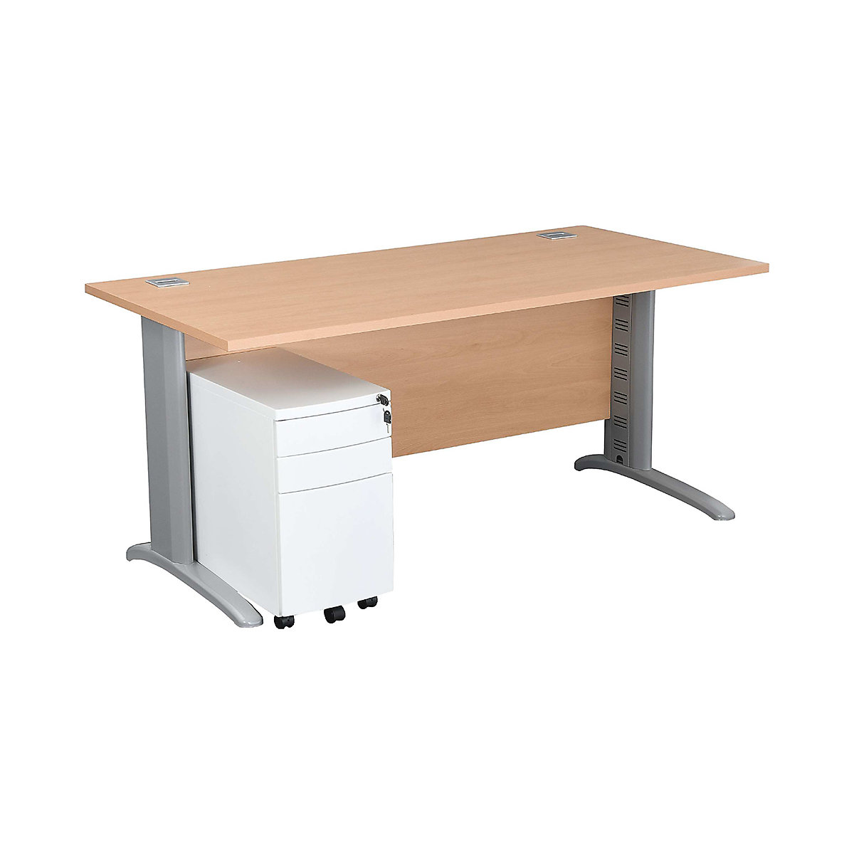 Karbon K5 Modern Computer Desk With 3 Drawer Slimline Mobile Metal Pedestal (Product illustration 3)-2