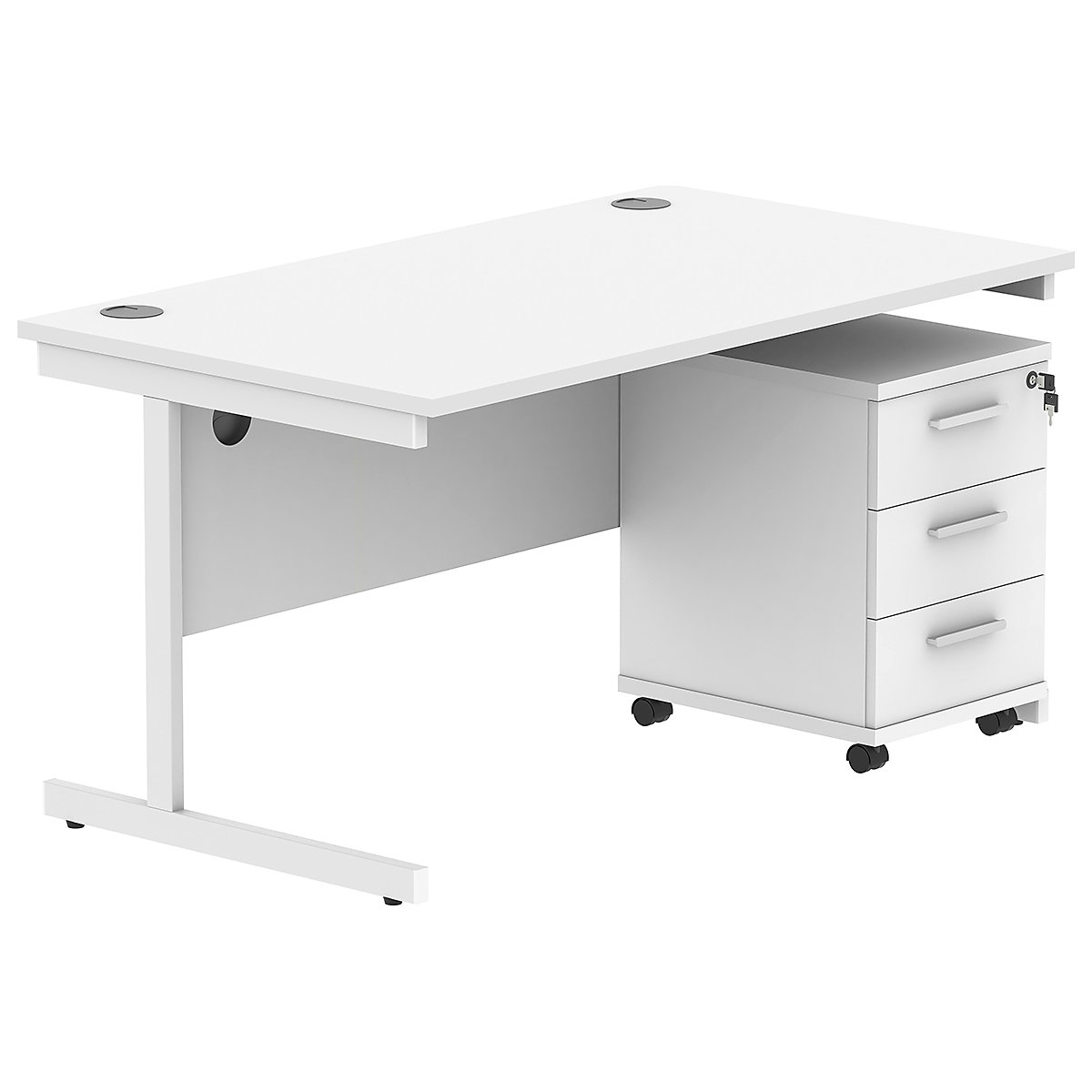 Konnexion K1 Rectangular Cantilever Office Desks with Low Mobile Pedestal