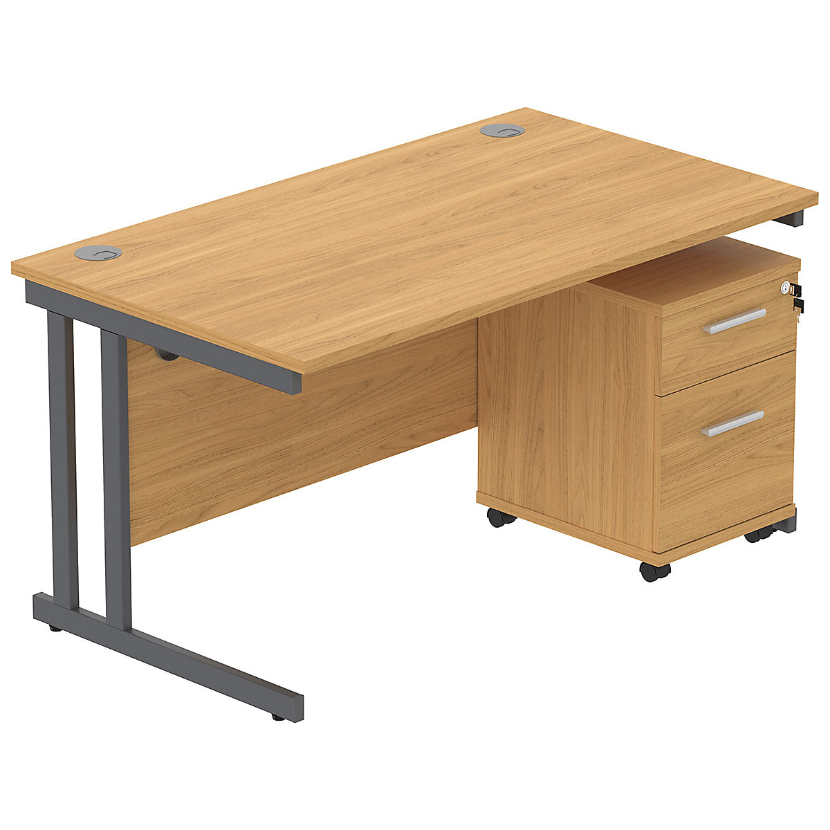 Konnexion K3 Rectangular Deluxe Cantilever Desk With Single Mobile Pedestal