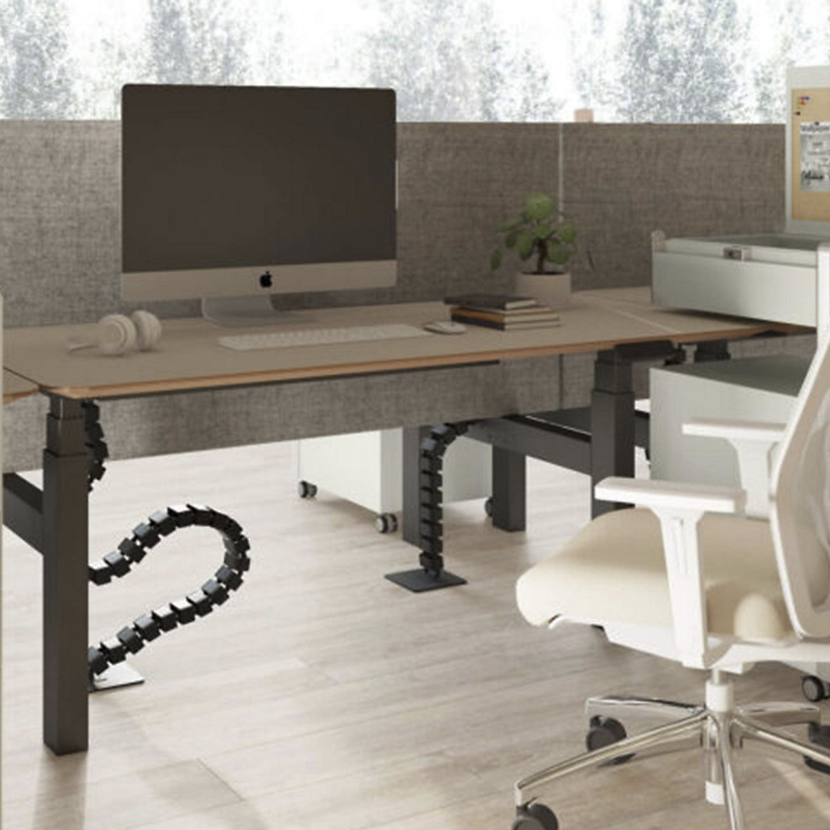 Bisley Square Frame Perfect Sense Height Adjustable Sit-Stand Duo Office Desk (Product illustration 2)-1