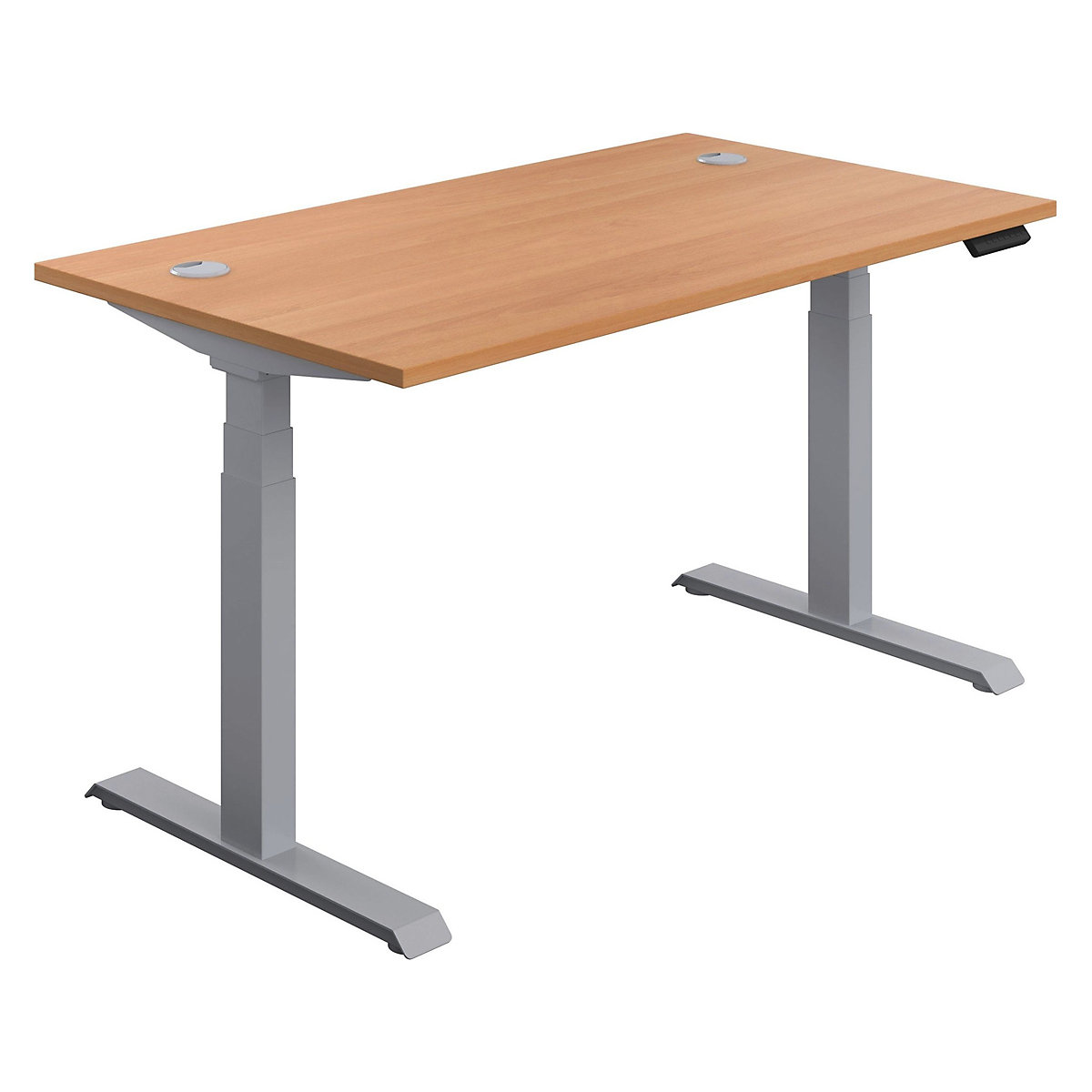 Commerce II Height Adjustable Rectangular Sit-Stand Desks, Commerce II Height Adjustable Rectangular Sit-Stand Desks, Commerce II Height Adjustable Rectangular Sit-Stand Desks 645 - 1305h x 1200w x 800d mm | Beech | Next Day Delivery | Silver Legs-1