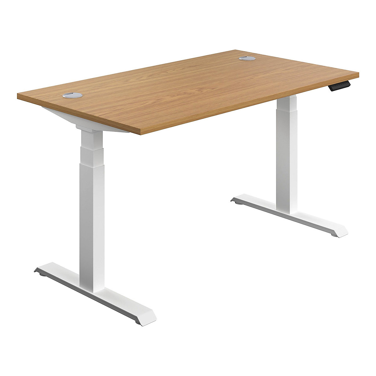 Commerce II Height Adjustable Rectangular Sit-Stand Desks, Commerce II Height Adjustable Rectangular Sit-Stand Desks, Commerce II Height Adjustable Rectangular Sit-Stand Desks 645 - 1305h x 1200w x 800d mm | Oak | Next Day Delivery | White Legs-0