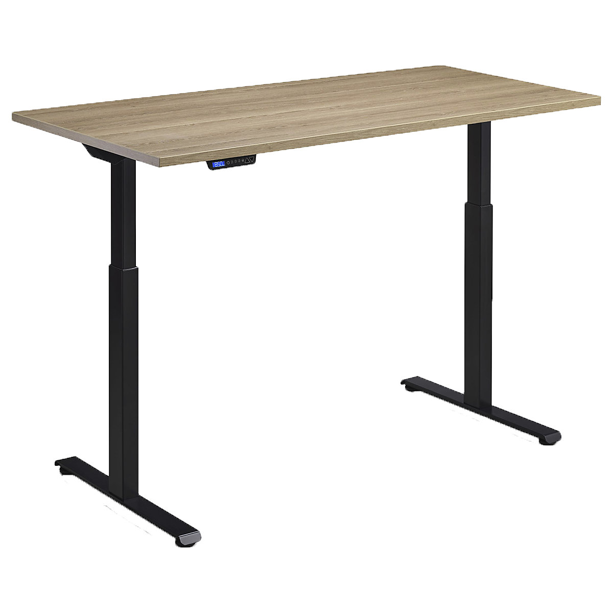 Hush Dual Motor Height Adjustable Sit-Stand Office Desk, Hush Dual Motor Height Adjustable Sit-Stand Office Desk, Hush Dual Motor Height Adjustable Sit-Stand Office Desk | 1400W x 800D | Black | Brown Oak-0