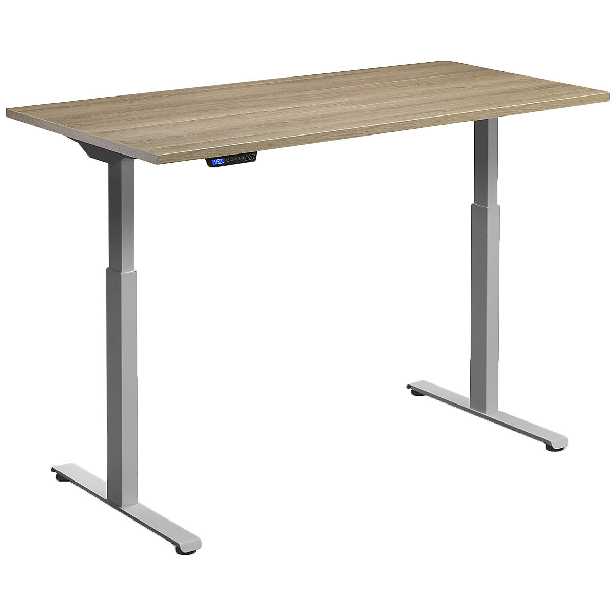 Hush Dual Motor Height Adjustable Sit-Stand Office Desk, Hush Dual Motor Height Adjustable Sit-Stand Office Desk, Hush Dual Motor Height Adjustable Sit-Stand Office Desk | 1400W x 800D | Silver | Brown Oak-0
