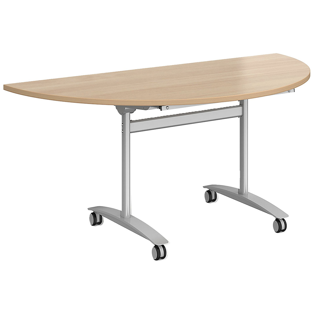 Unite Plus Semi-Circular Flip Top Table, Unite Plus Semi-Circular Flip Top Table, Unite Plus Semi-Circular Flip Top Table 725h x 1600w x 800d mm | Beech | Silver-1