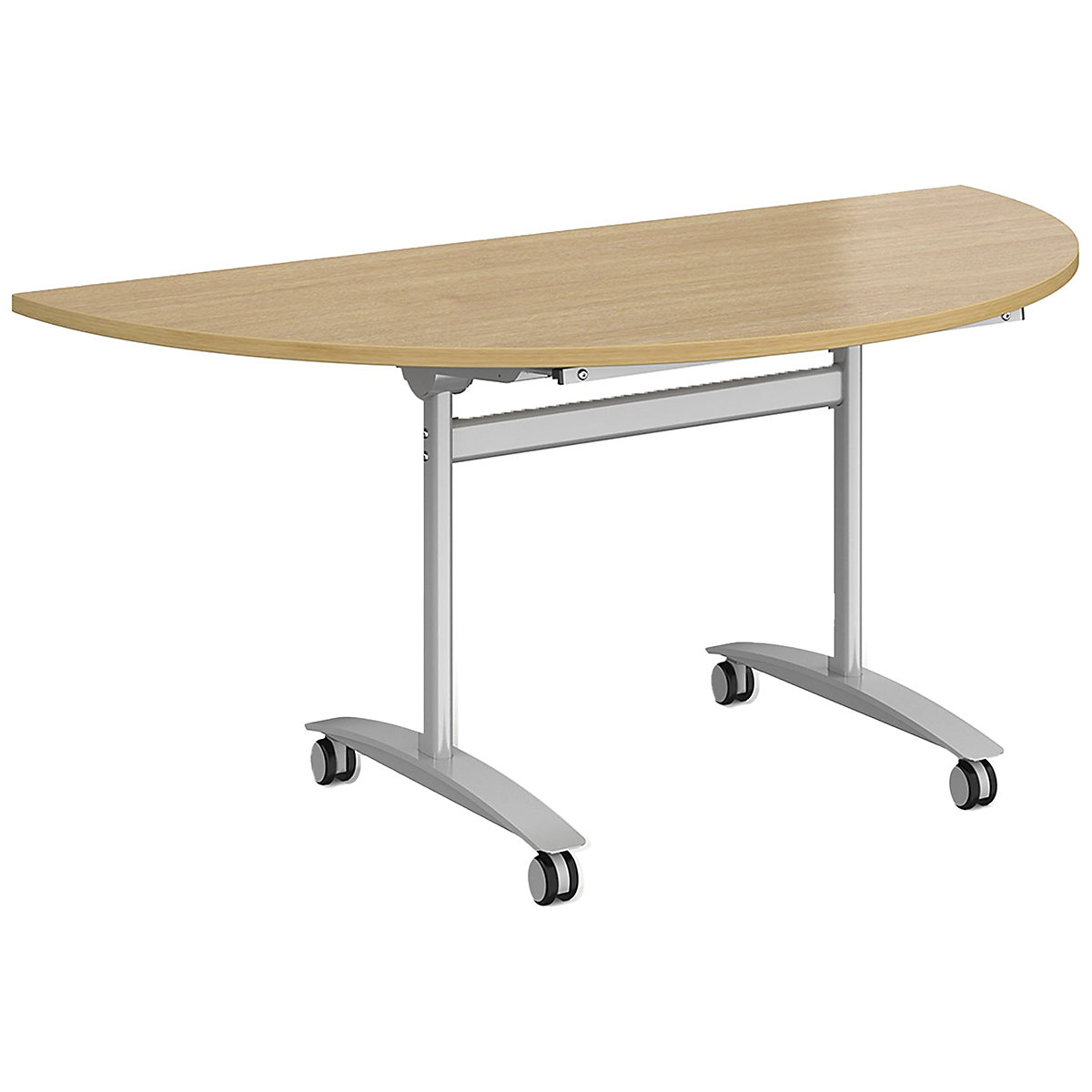 Unite Plus Semi-Circular Flip Top Table, Unite Plus Semi-Circular Flip Top Table, Unite Plus Semi-Circular Flip Top Table 725h x 1600w x 800d mm | Oak | Silver-0