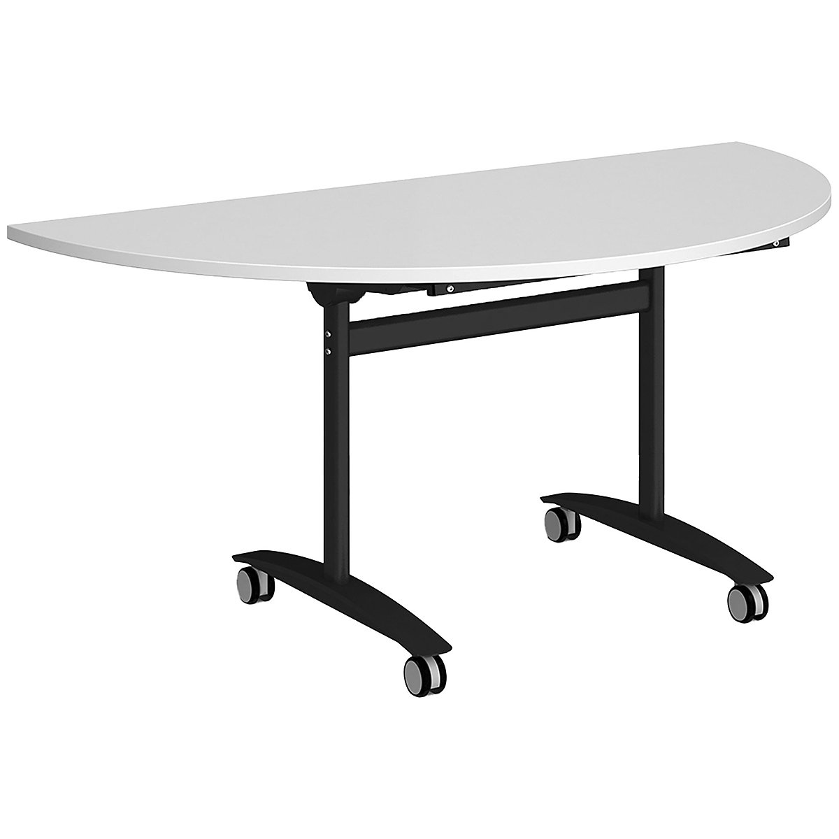 Unite Plus Semi-Circular Flip Top Table, Unite Plus Semi-Circular Flip Top Table, Unite Plus Semi-Circular Flip Top Table 725h x 1600w x 800d mm | White | Black-0