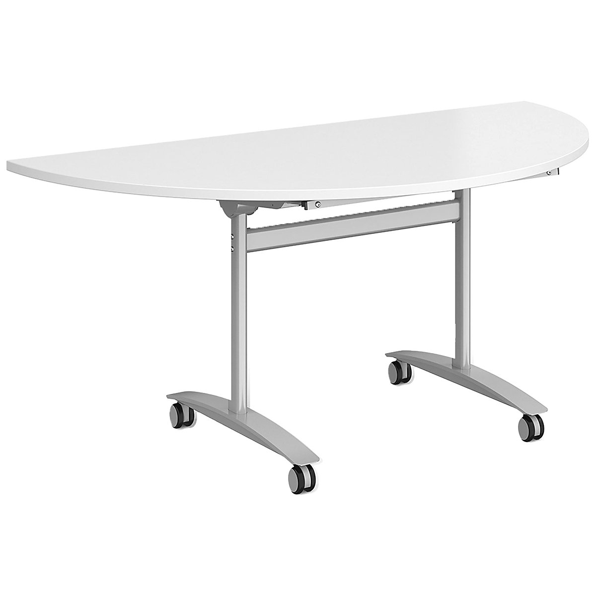 Unite Plus Semi-Circular Flip Top Table, Unite Plus Semi-Circular Flip Top Table, Unite Plus Semi-Circular Flip Top Table 725h x 1600w x 800d mm | White | Silver-0