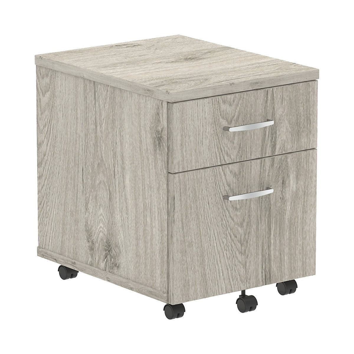 InterAct Mobile Pedestals, InterAct Mobile Pedestals, InterAct Mobile Pedestals 510h x 430w x 500d mm | Grey Oak | 2 Drawer-0