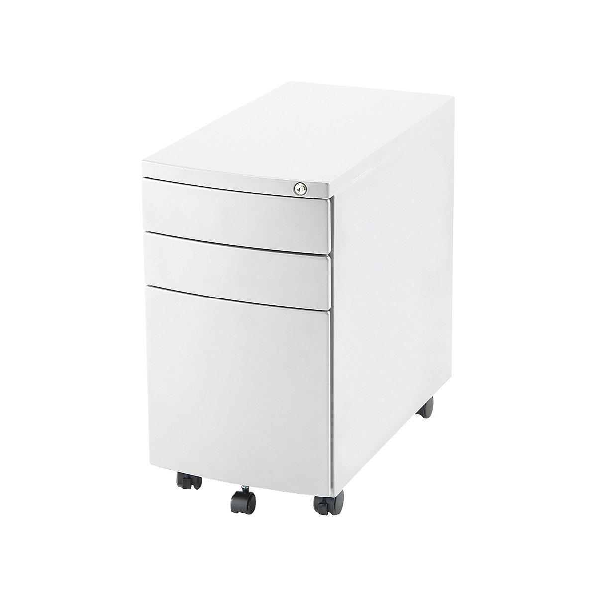Steel Slimline Mobile Pedestal, Steel Slimline Mobile Pedestal, Steel Slimline Mobile Pedestal 3 Drawer | 560h x 310w x 565d mm | White-0