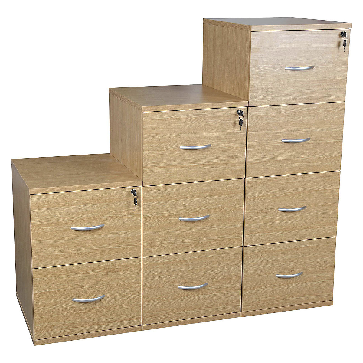 Karbon Wooden Filing Cabinets, Karbon Wooden Filing Cabinets, Karbon Wooden Filing Cabinets | 730h x 500w x 600d mm | Oak | Lockable-2