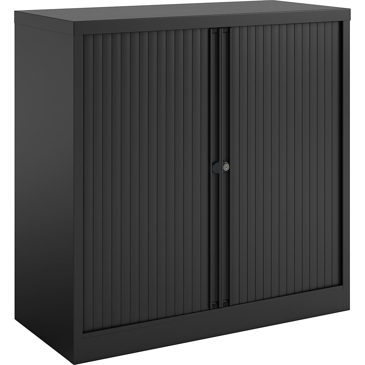 Bisley Essentials Tambour Cupboards, Bisley Essentials Tambour Cupboards, Bisley Essentials Tambour Cupboards | 1000h x 1000w x 470d mm | 1 Shelf | Black-0