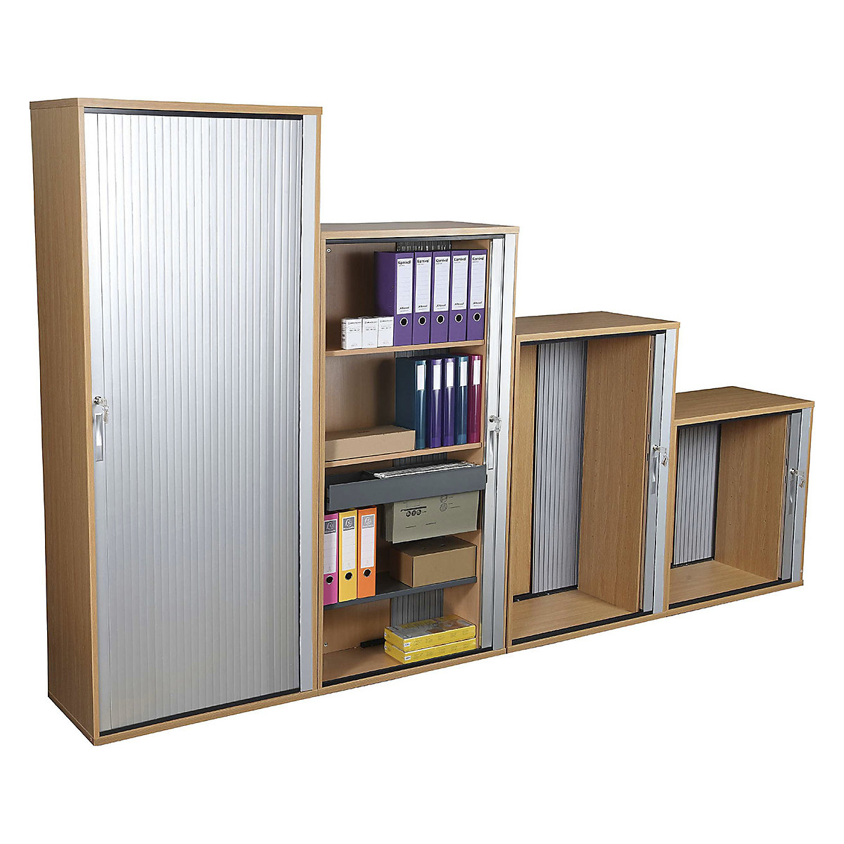 Karbon Tambour Door Wooden Office Cupboards, Karbon Tambour Door Wooden Office Cupboards, Karbon Tambour Door Wooden Office Cupboards 1592h x 800w x 450d mm | Oak | Lockable-2