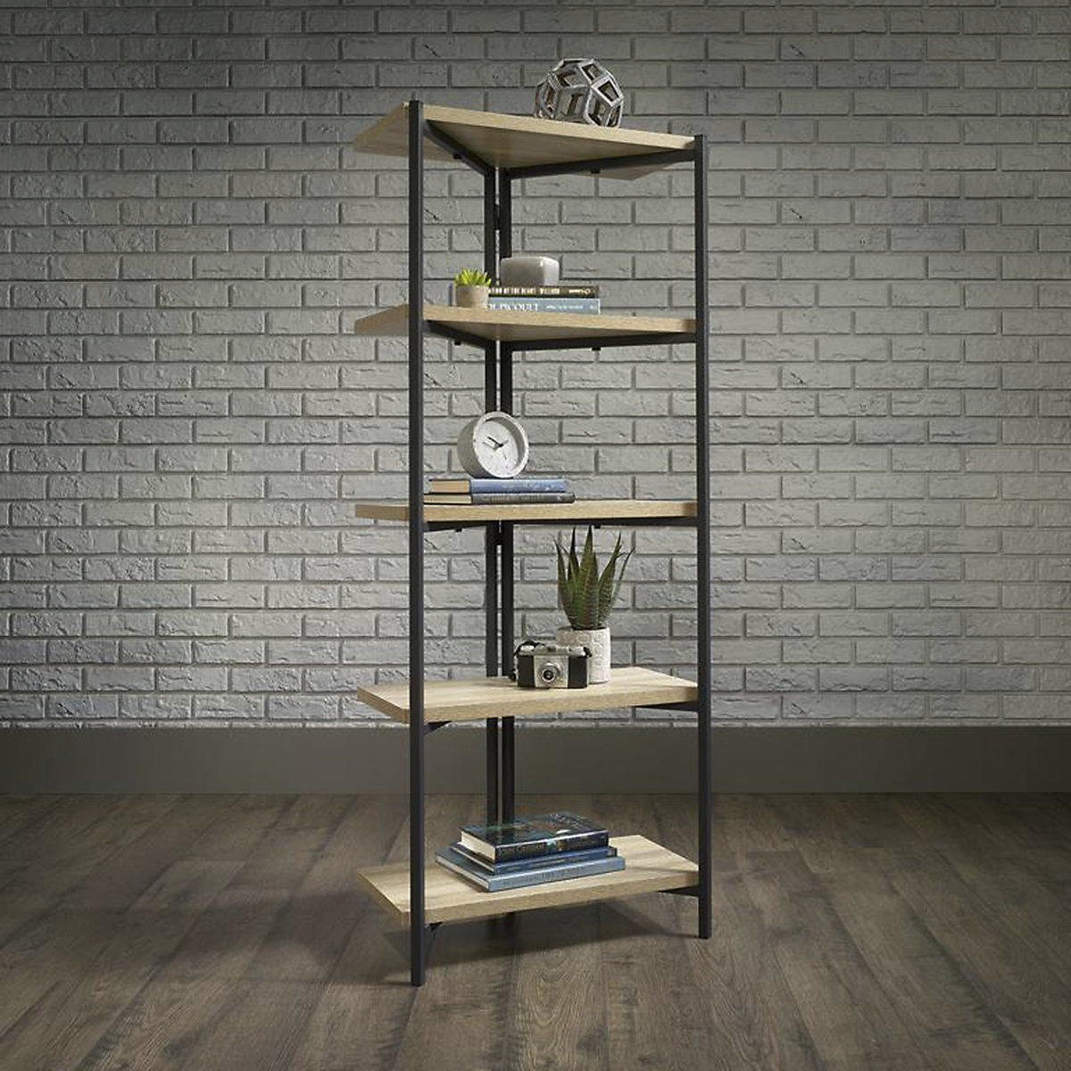 Laverton Industrial Style 4 Shelf Chunky Bookcase With Charter Oak Effect Shelves (Product illustration 2)-1