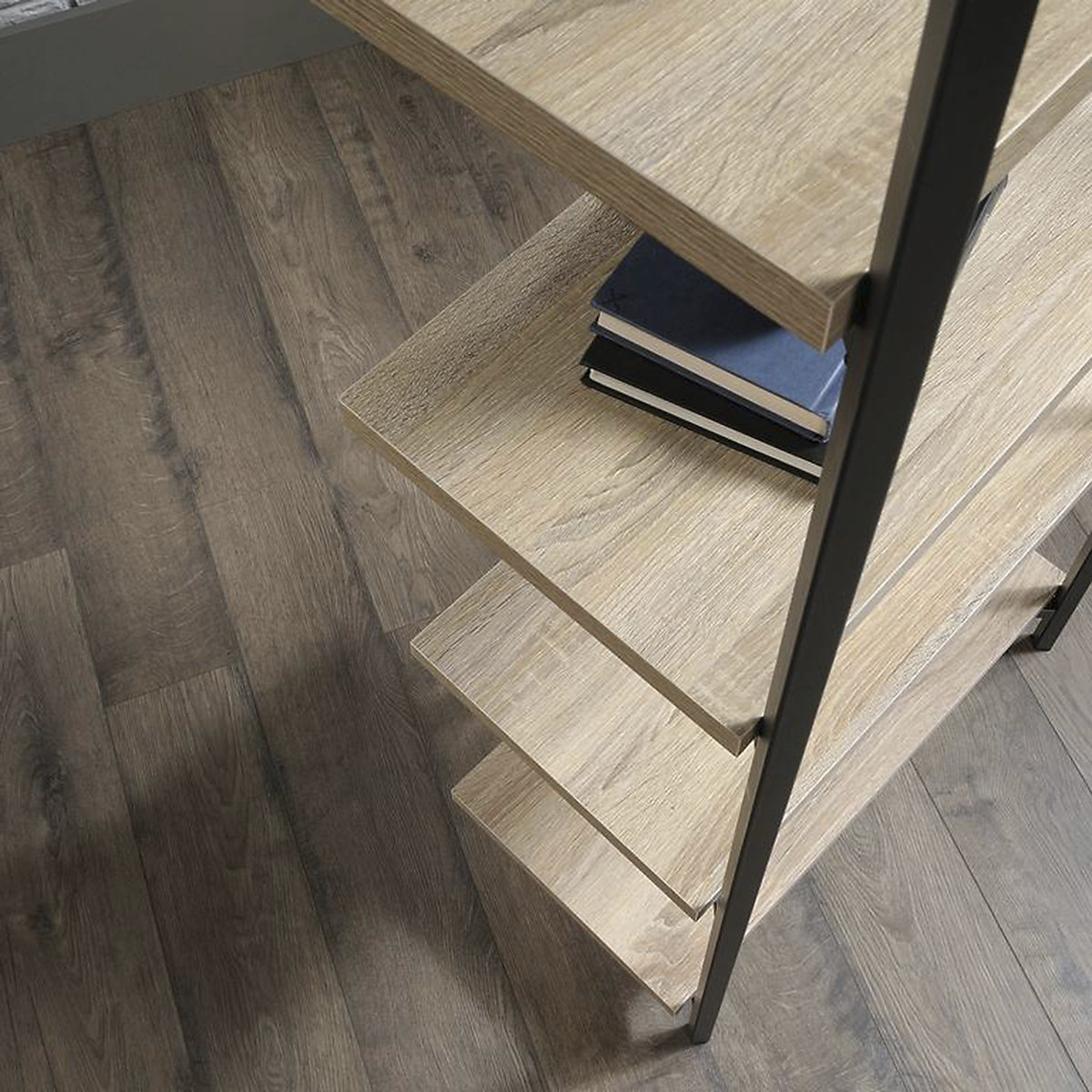Laverton Industrial Style 4 Shelf Chunky Bookcase With Charter Oak Effect Shelves (Product illustration 3)-2