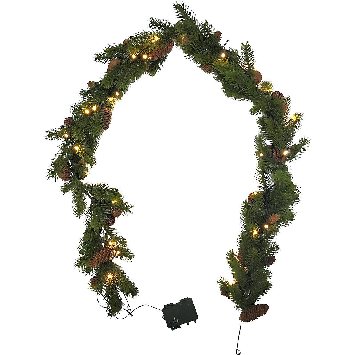 Artificial spruce garland with cones