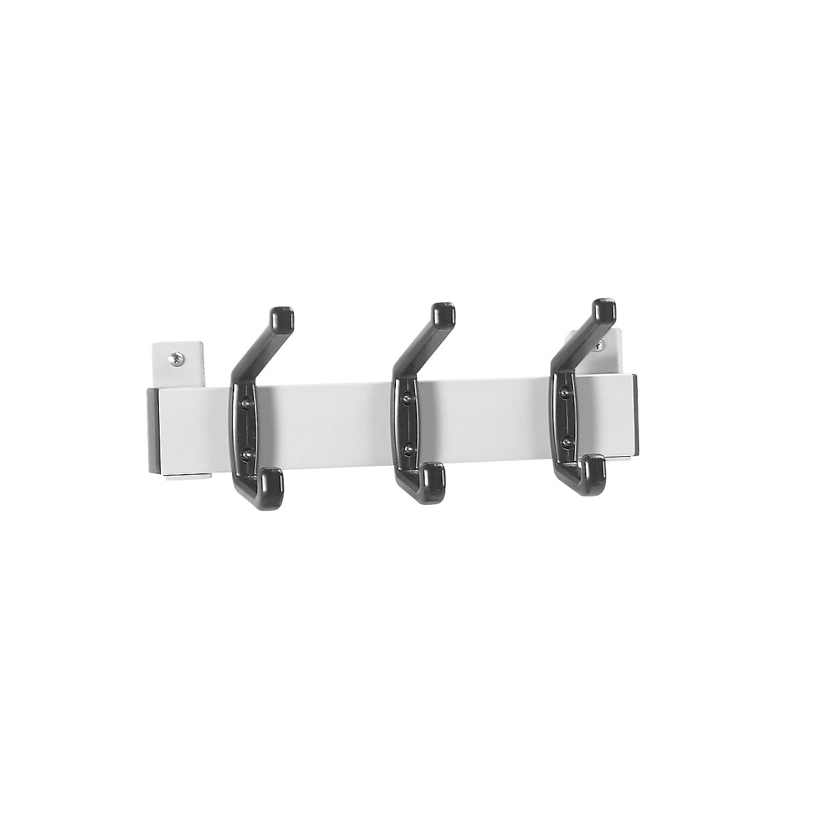 Coat rail – eurokraft basic, white aluminium, pack of 2, 3 plastic hooks-0