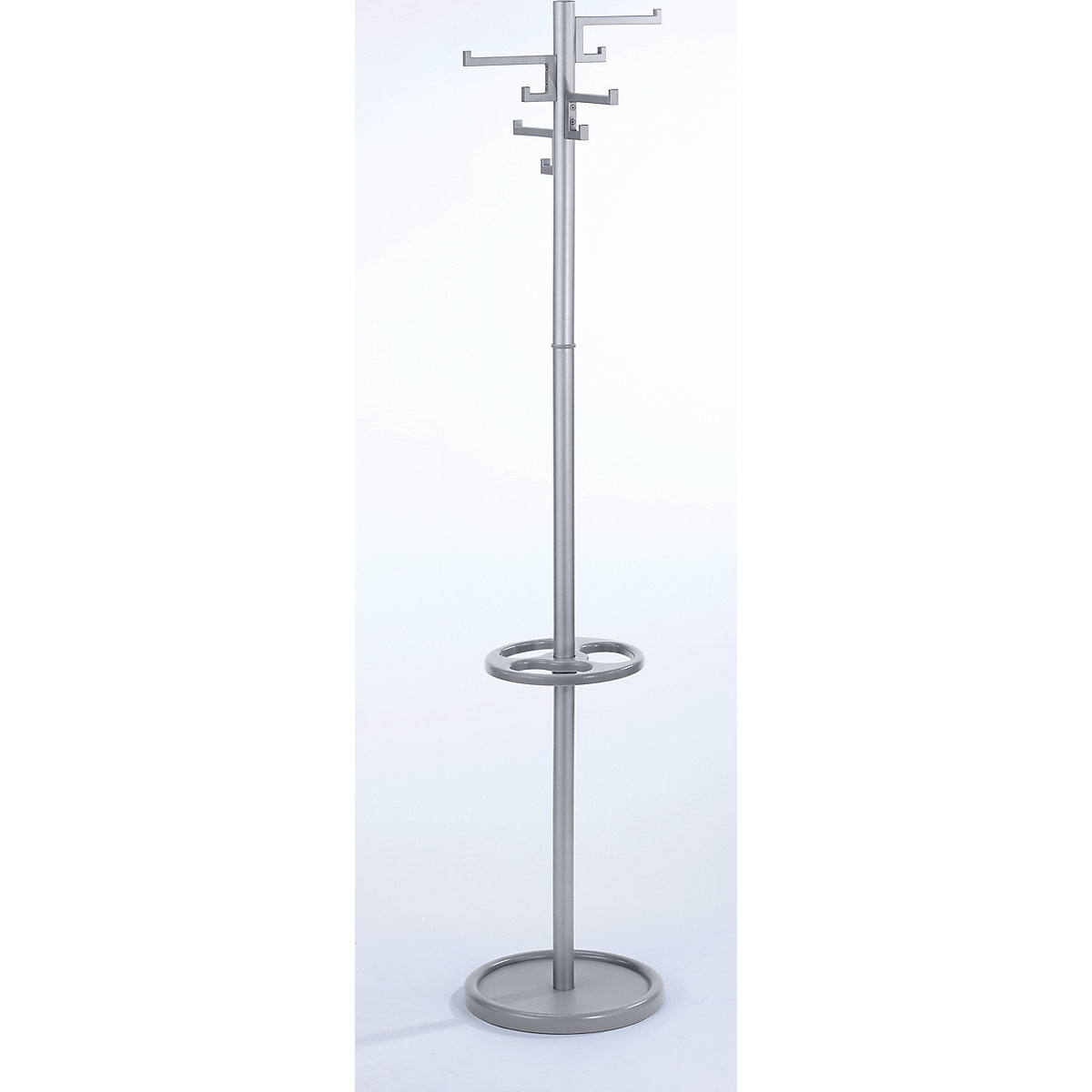 Coat stand, with 8 coat hooks, white aluminium-0