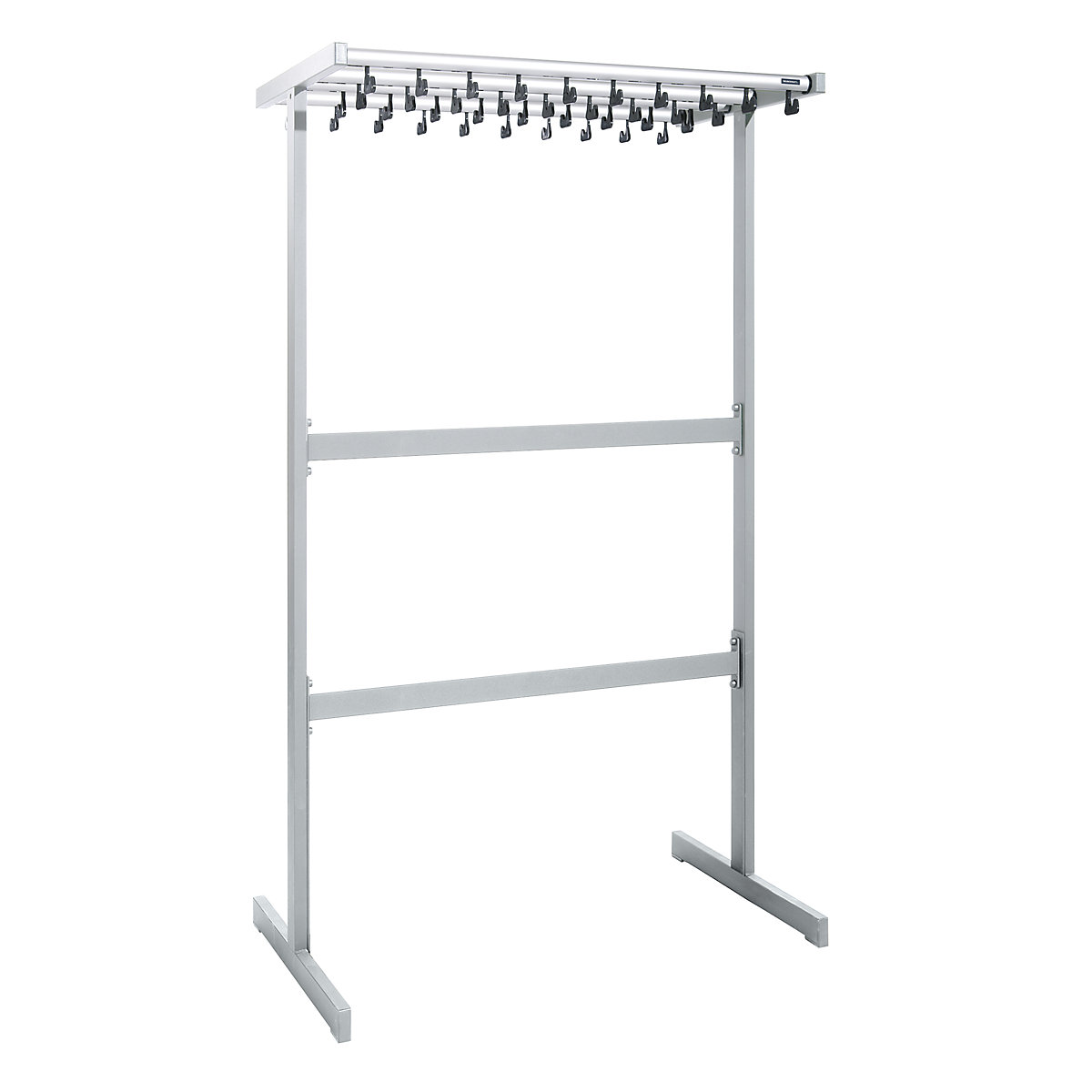 Double sided coat rail – eurokraft pro, without coat hangers, silver, without umbrella holder-0