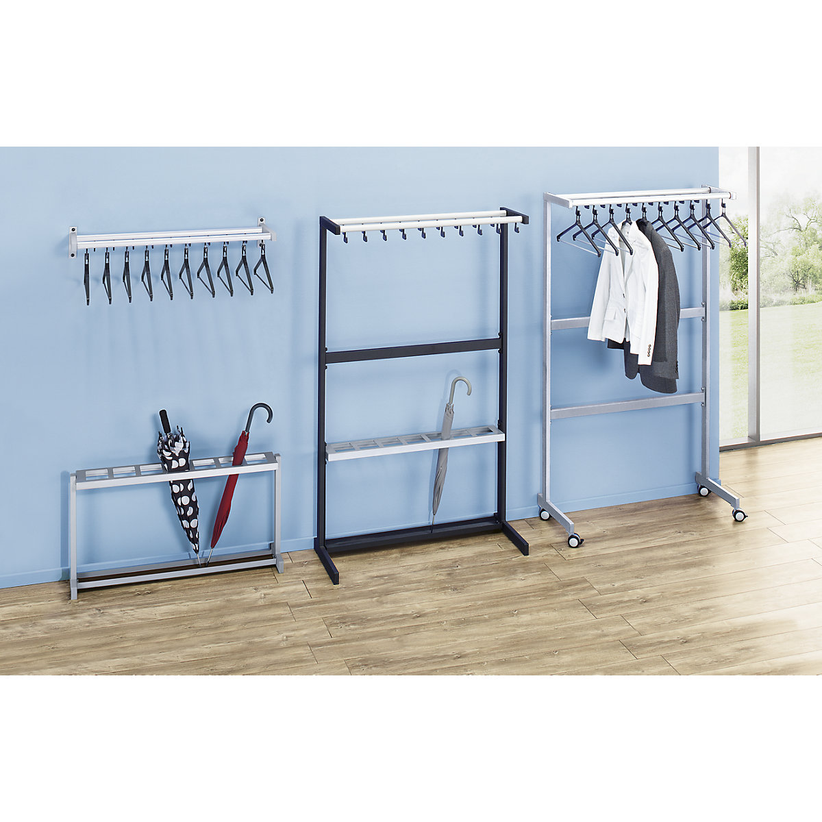 Wall mounted coat rack – eurokraft pro (Product illustration 2)-1
