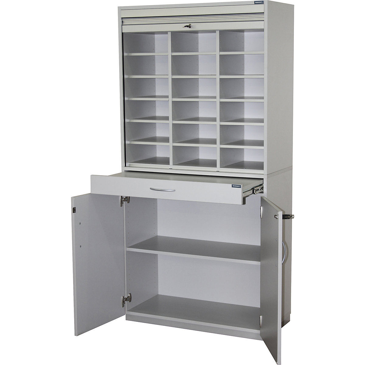Sorting cupboard with roller shutter and add-on drawer unit – eurokraft pro (Product illustration 2)-1