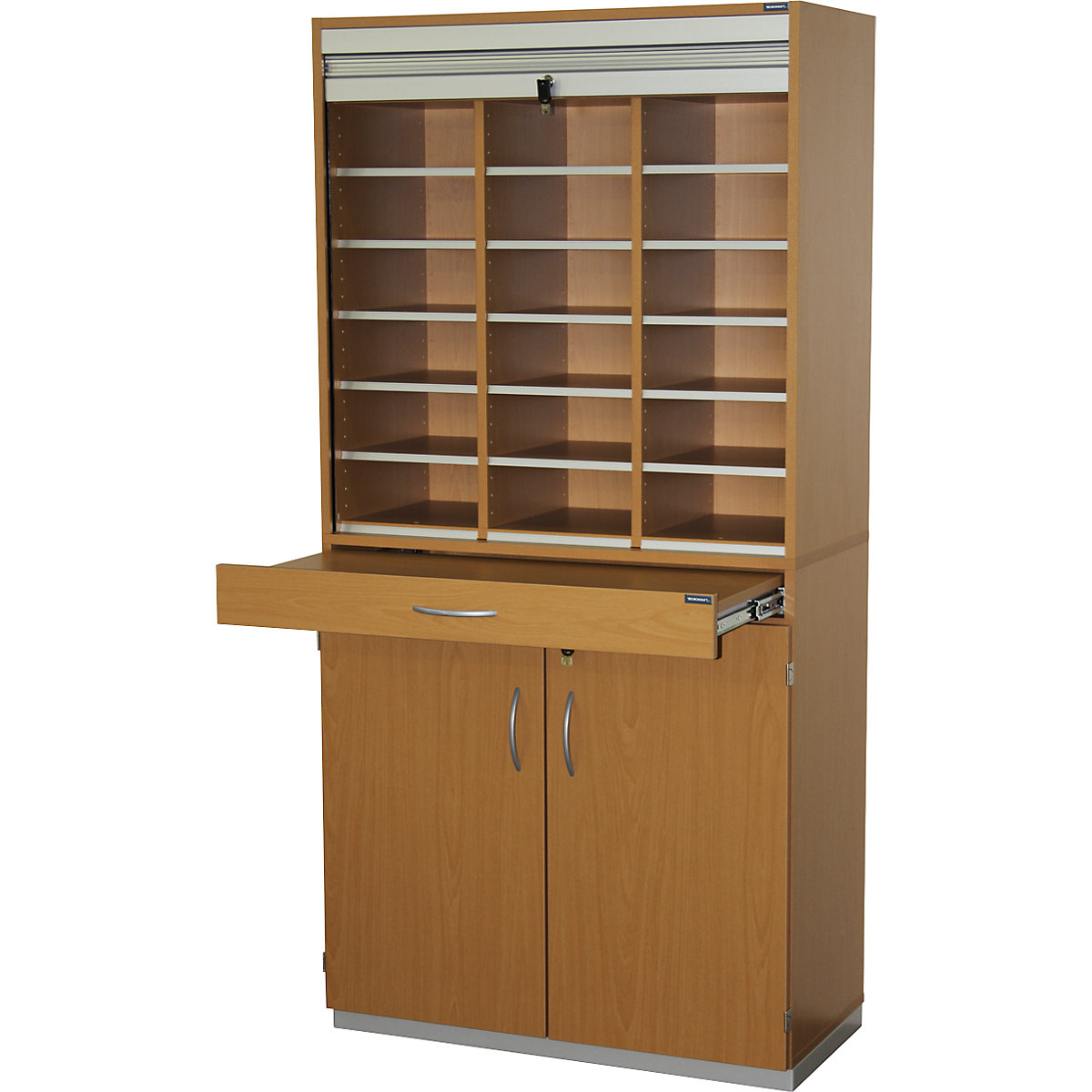 Sorting cupboard with roller shutter and add-on drawer unit – eurokraft pro (Product illustration 2)-1