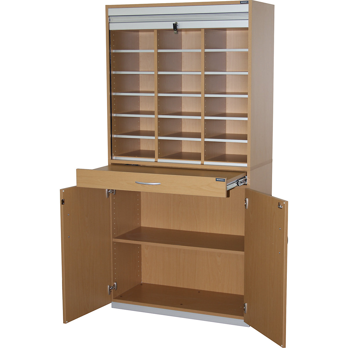 Sorting cupboard with roller shutter and add-on drawer unit – eurokraft pro (Product illustration 3)-2